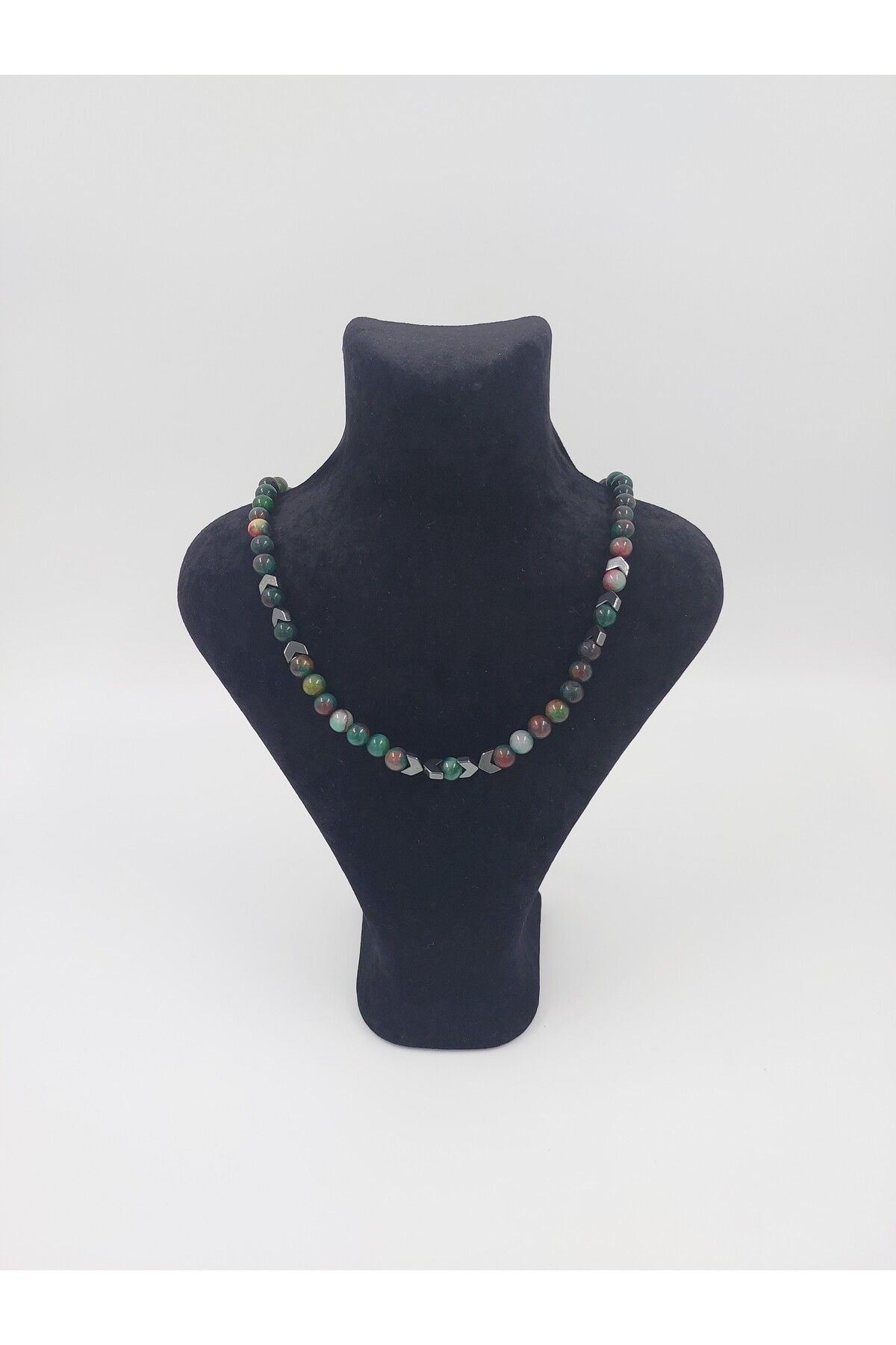 R G Handmade Design Hematit ve Akik Doğal Taş Kolye – Enerji Dengeleyici & Koruyucu Tasarım