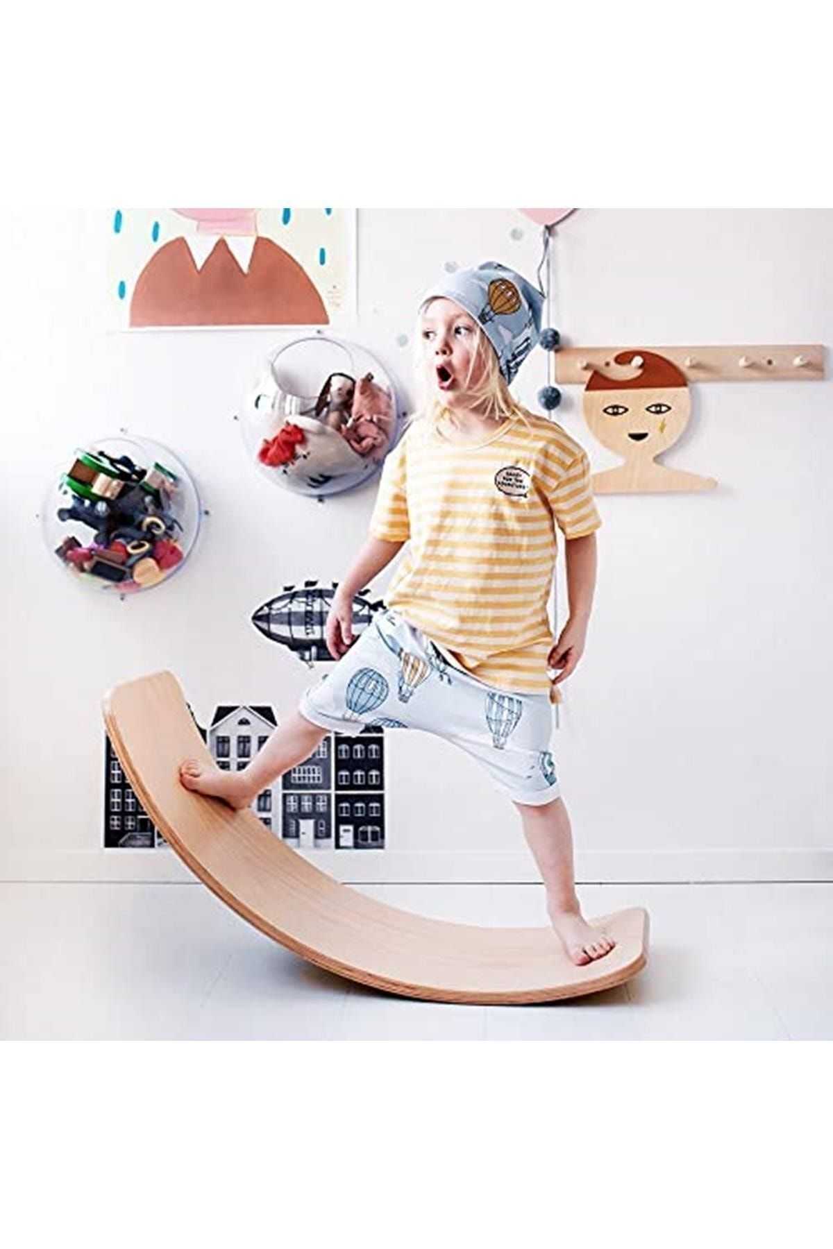SerenityHaven Denge Tahtası Balance Board Doğal Ahşap Çocuk Oyuncak