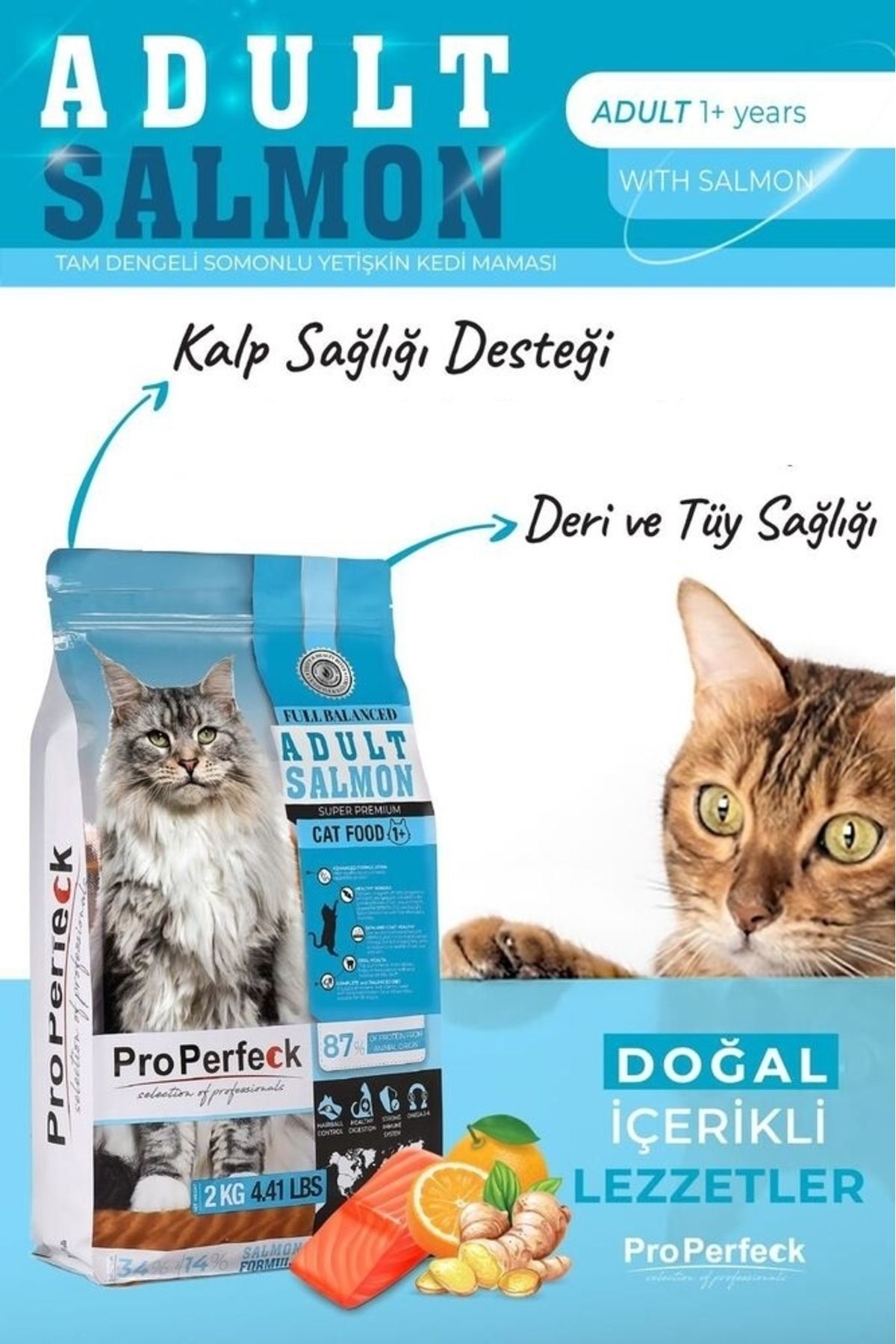 pro perfeck - Premium Yetişkin Somonlu Portakallı Kedi Maması 10 Kg
