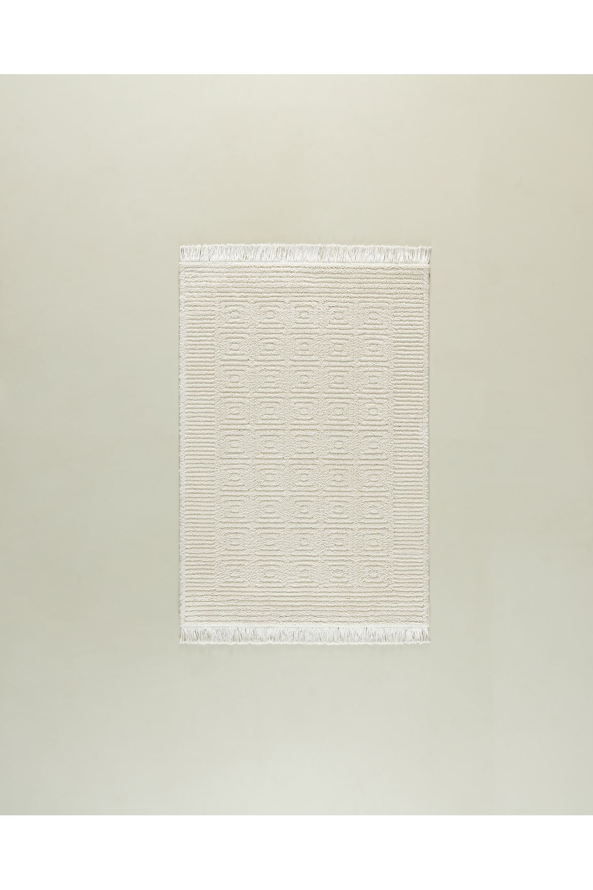 Madame Coco Laura Saçaklı Halı - Krem - 120x170 cm