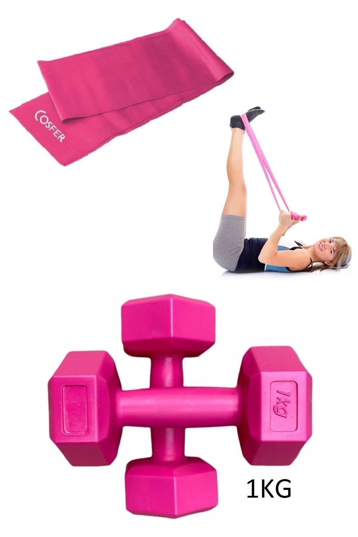 SerenityHaven 2'li Set 1 Kg X 2 Adet Dambıl Fitness Spor Ağırlık Seti Vücut Geliştirme Aleti Dumbell Pilates Band
