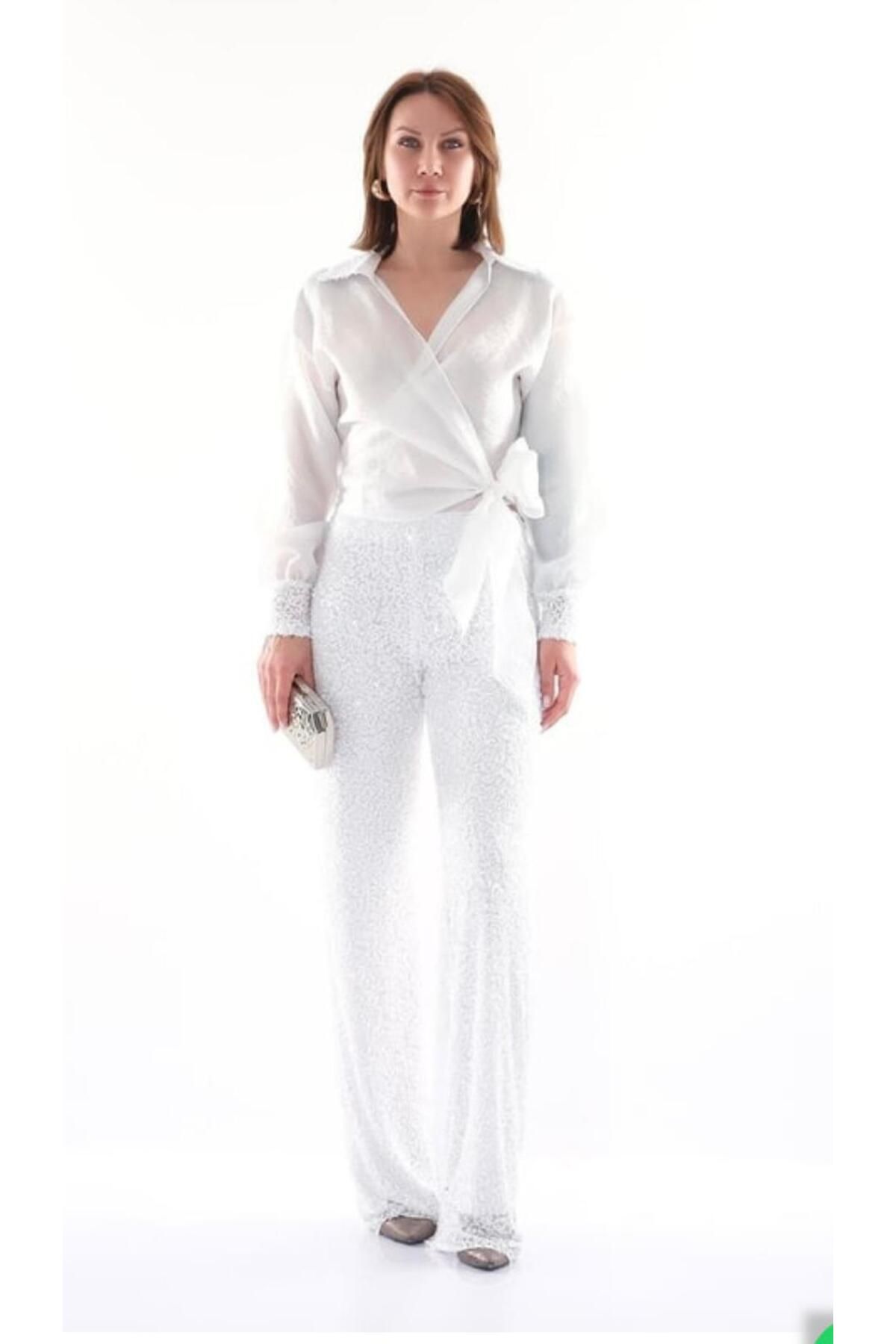 MODA Payet Garnili Pantolon Bluz Takım