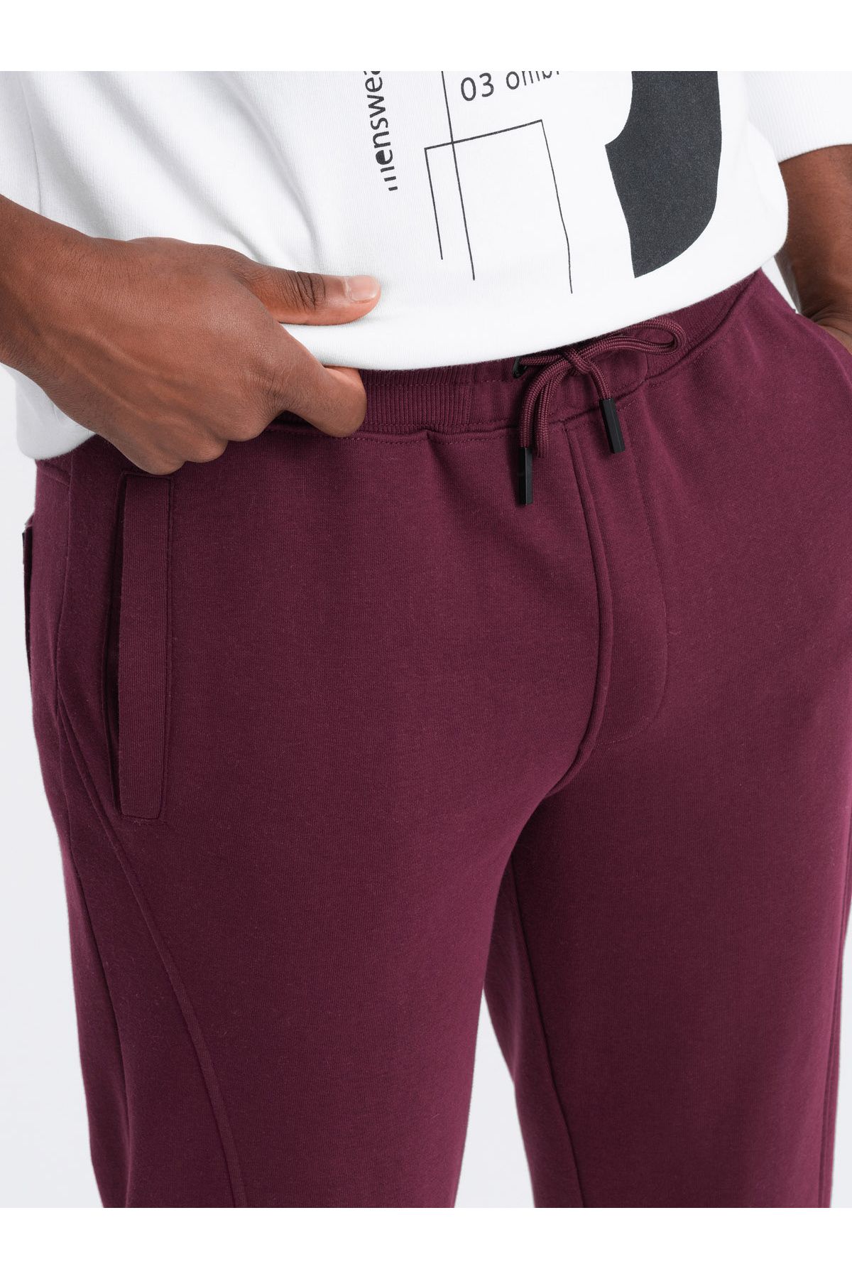 OMBRE-Herren BASIC Baumwoll-Jogginghose - Kastanienbraun V3 OM-PABS-0174 M 2