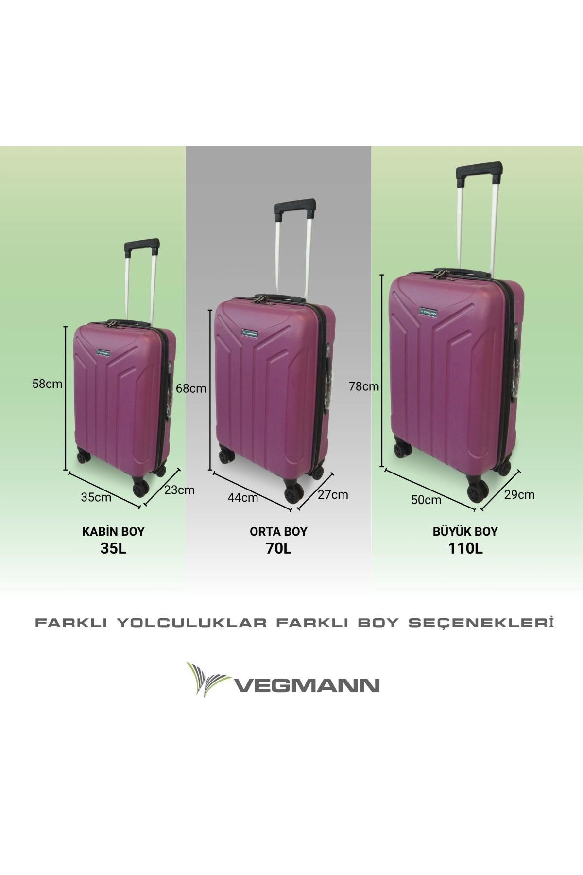 Vegmann Tartılı Scavel Violet 3 lü Valiz Seti