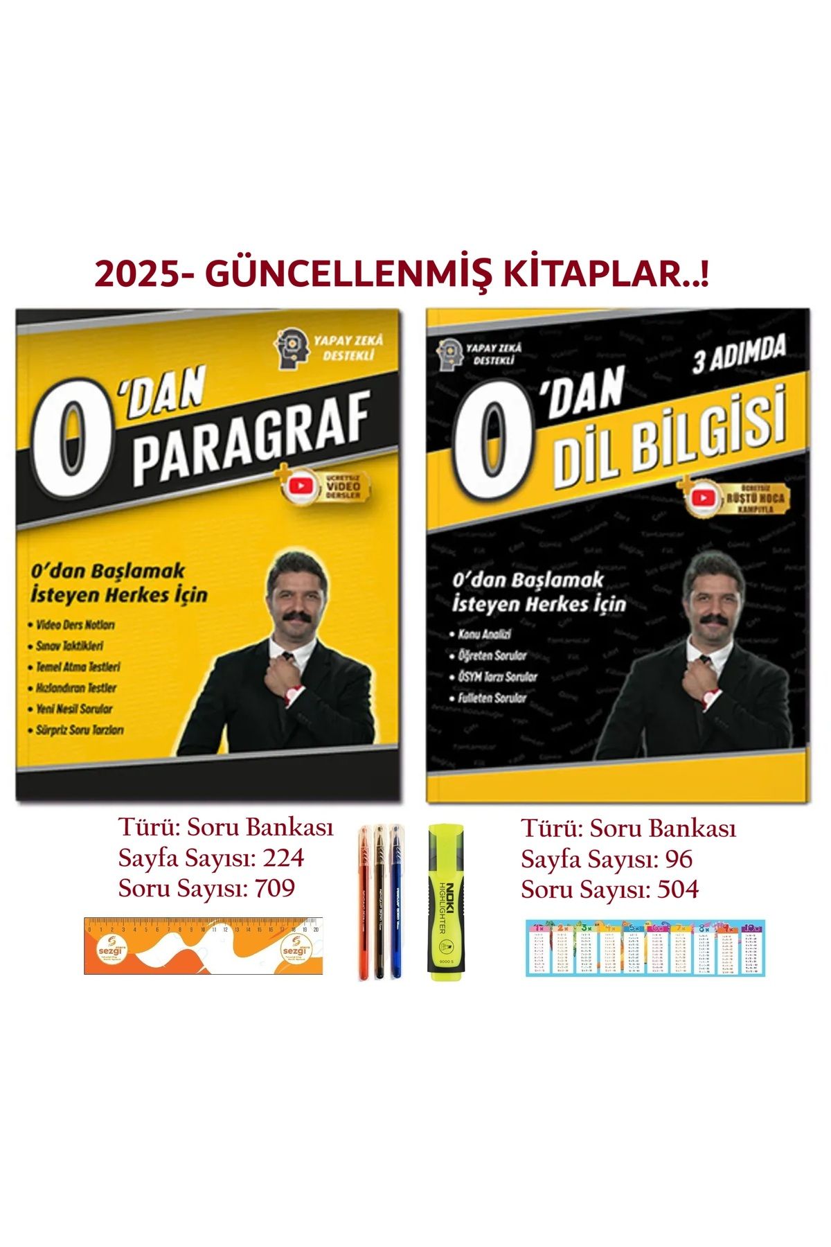 REHBER MATEMATİK YAYINLARI 0'dan Paragraf ve 0'dan Dil Bilgisi İle Sezgistore Kitap Ayracı+Fosforlu ve Tükenmez Kalem Hediye..!