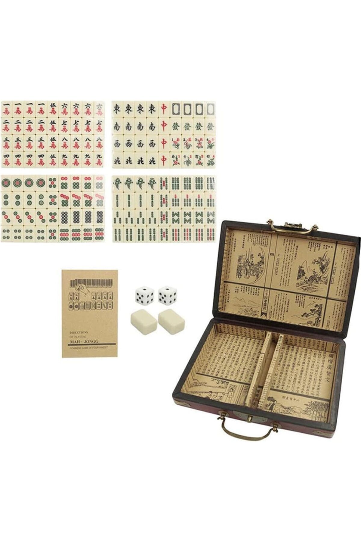 ALBARSHA 146 Parça Taşınabilir Mahjong Oyun Seti