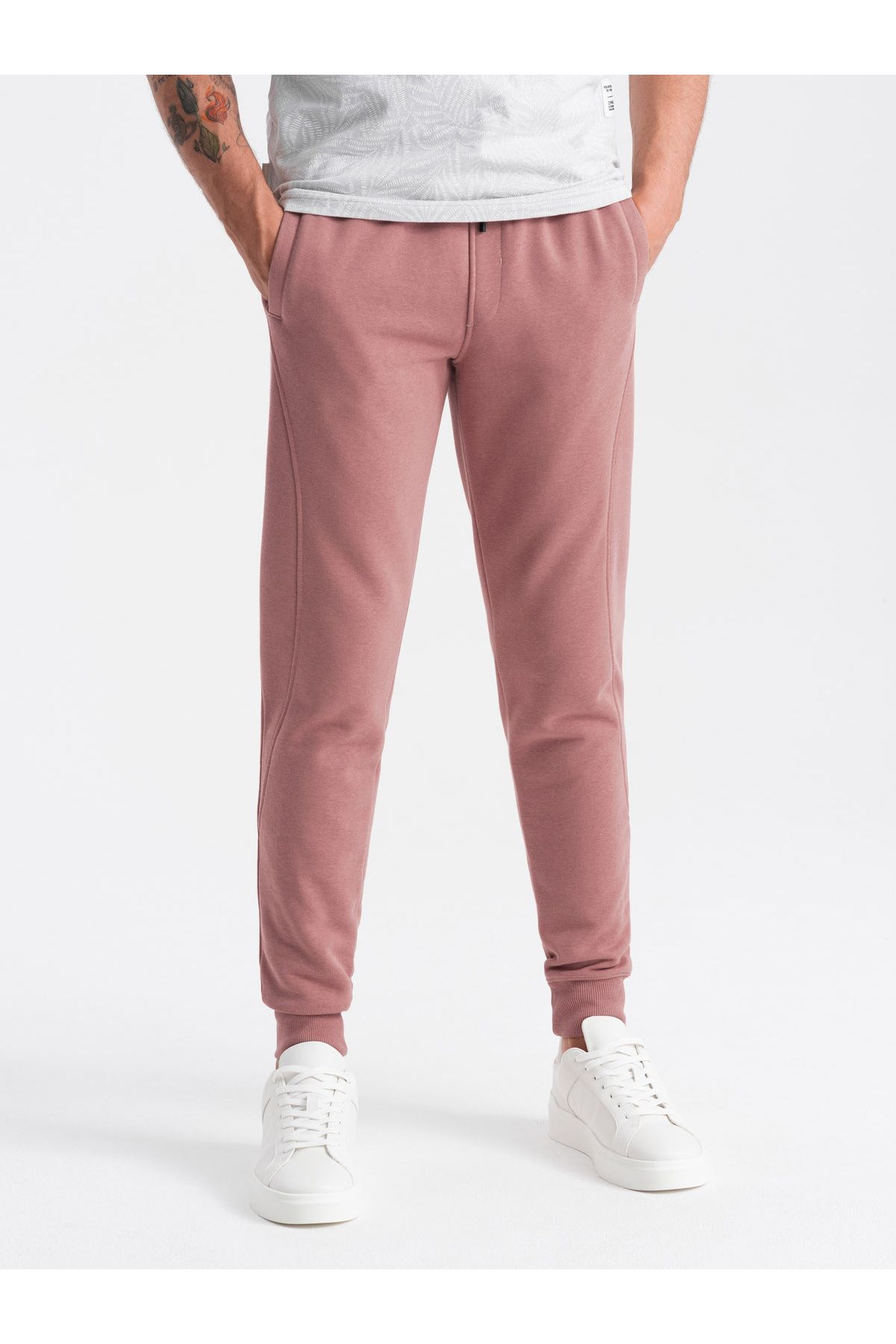 OMBRE-Herren BASIC Baumwoll-Jogginghose - Dunkelrosa V4 OM-PABS-0174 L 1