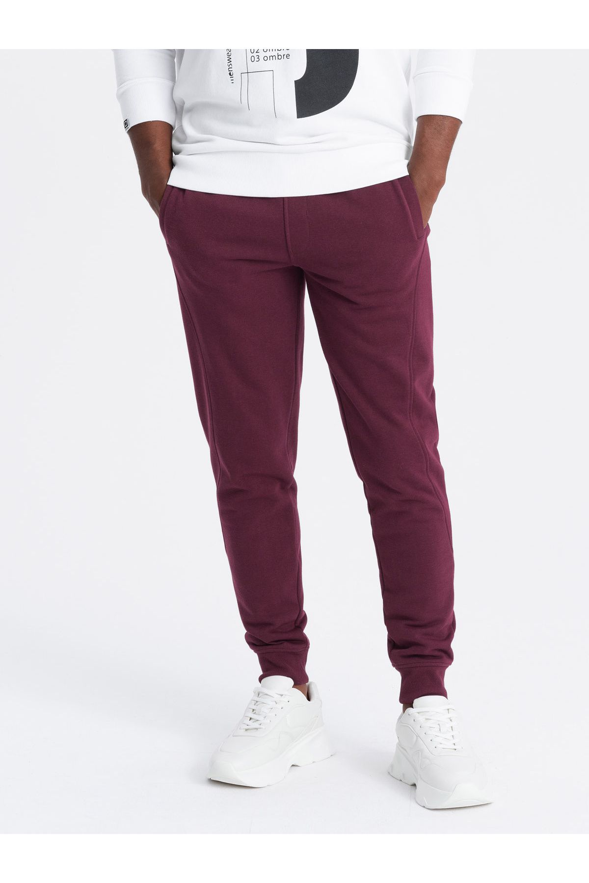 OMBRE-Herren BASIC Baumwoll-Jogginghose - Kastanienbraun V3 OM-PABS-0174 M 1