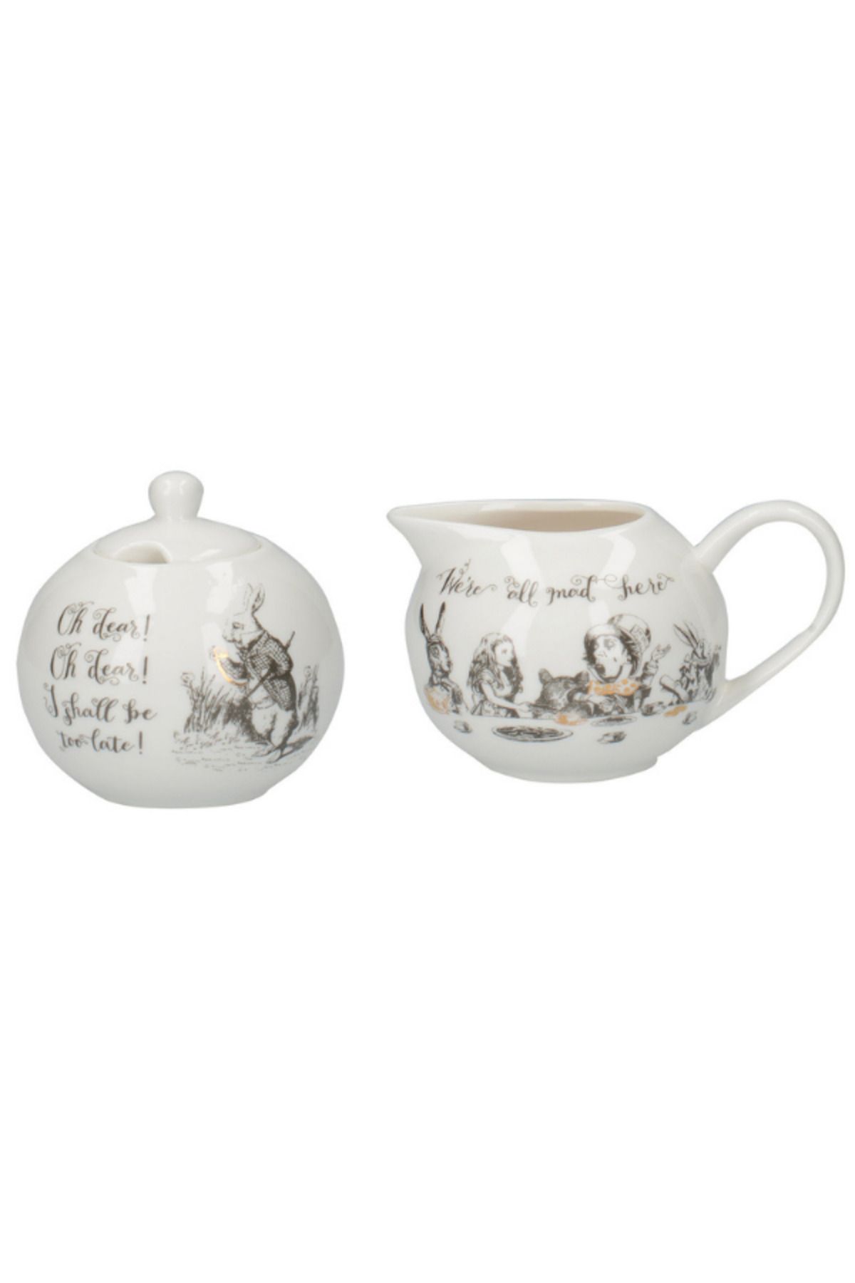 MIKASA x V&A Alice In Wonderland Porselen Krema ve Şekerlik Seti