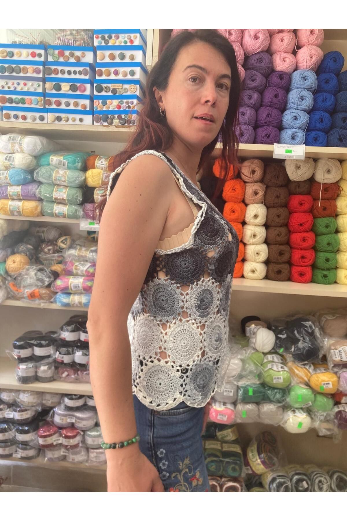 Ahel Yazlık Motif Örgü Bluz