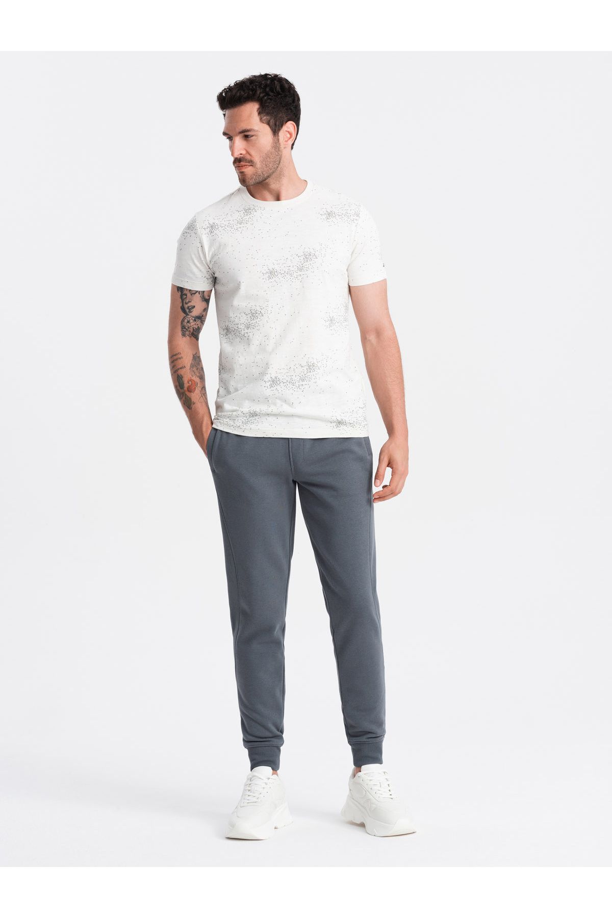 OMBRE-BASIC Herren Baumwoll Jogginghose Jogger - Graphit V11 OM-PABS-0174 L 4