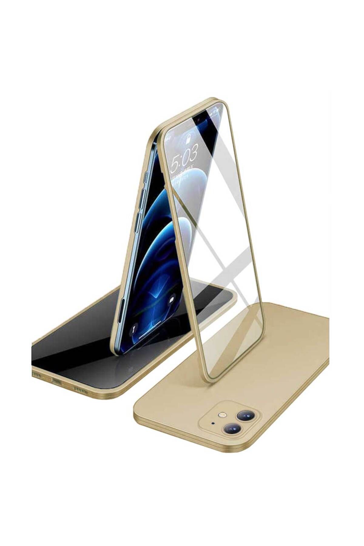 Smart Tech Apple iPhone 12 Uyumlu 360 Derece Tam Kaplayan Cam Kapak Kılıf