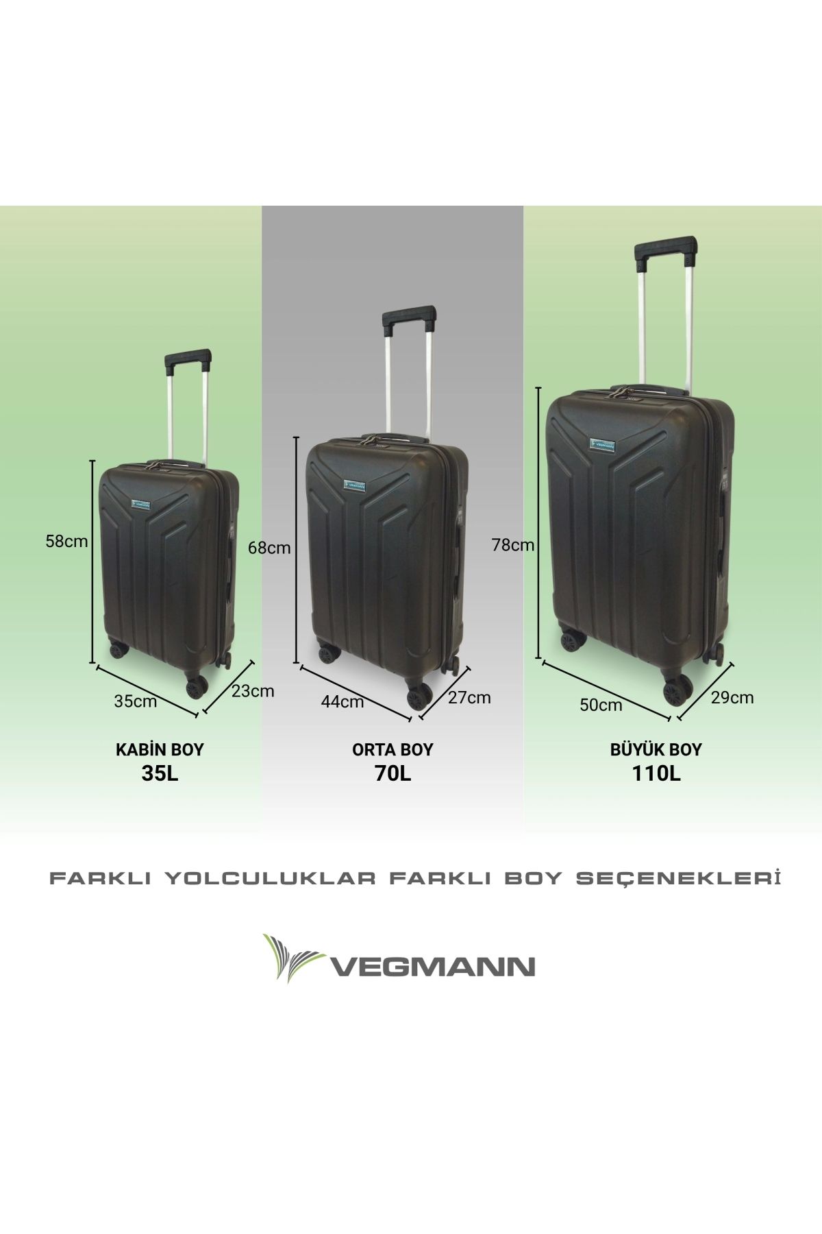 Vegmann Tartılı Scavel Siyah 3 lü Valiz Seti