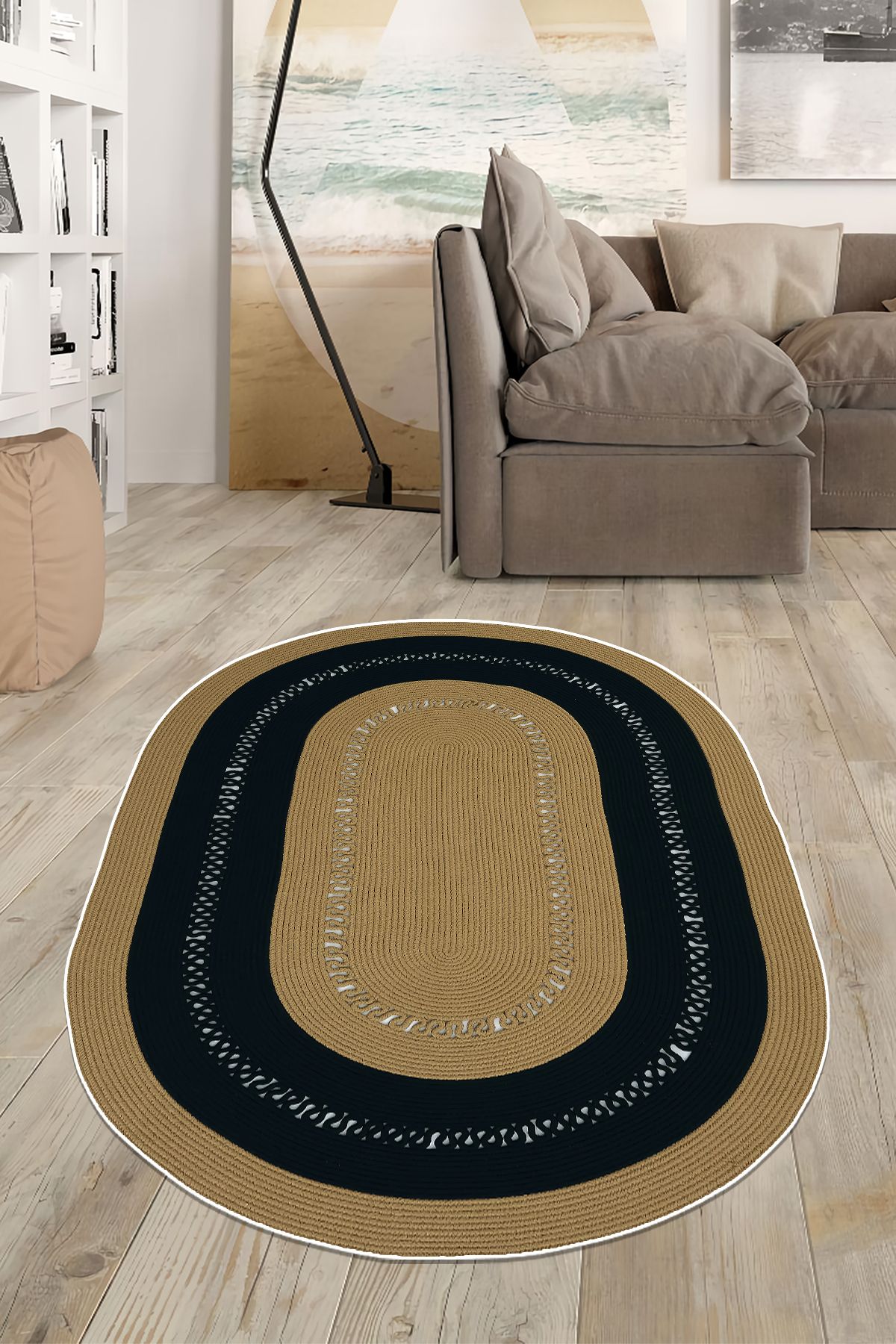 CENTER AVM Siyah Halı Makinede Yıkanabilir Kaymaz Taban Salon Halısı