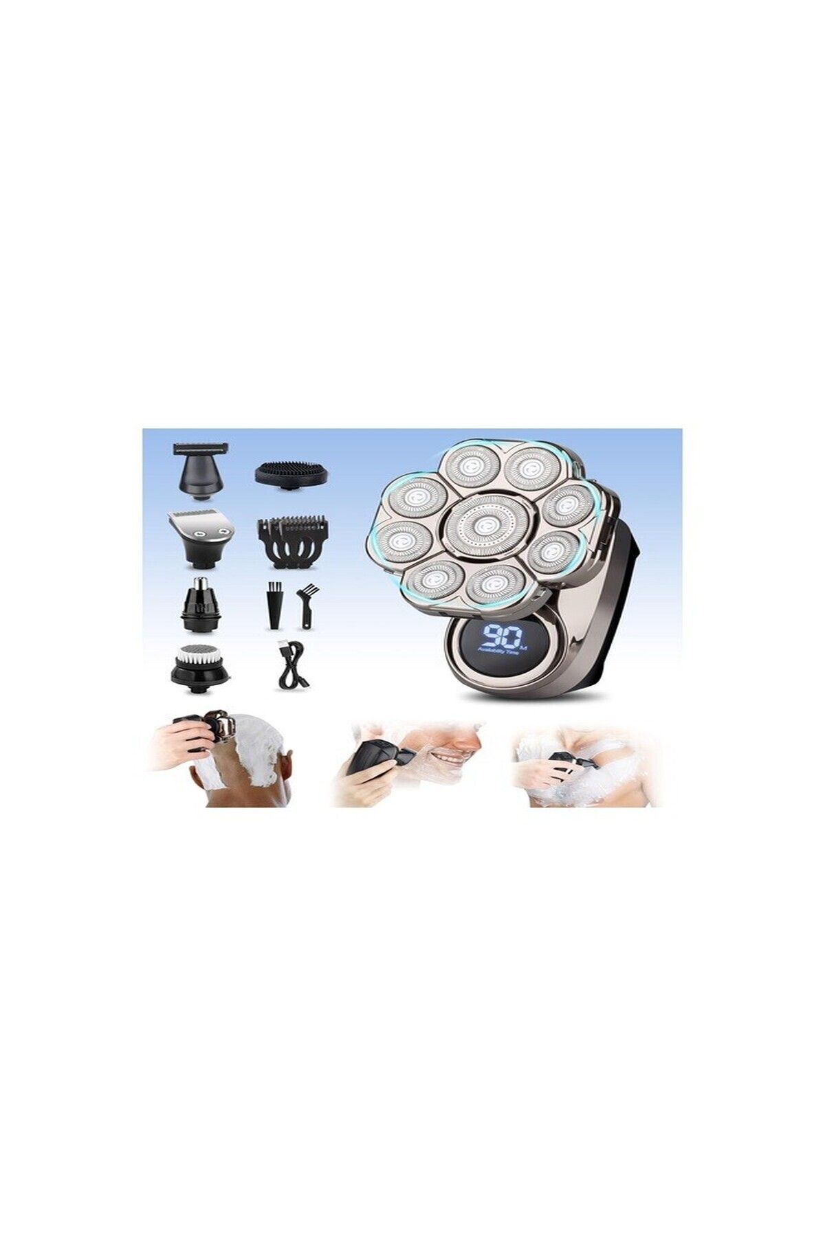 Handsomeface 9d Elektrikli Baş Tıraş Makinesi Geliştirilmiş Gümüş Gümüş