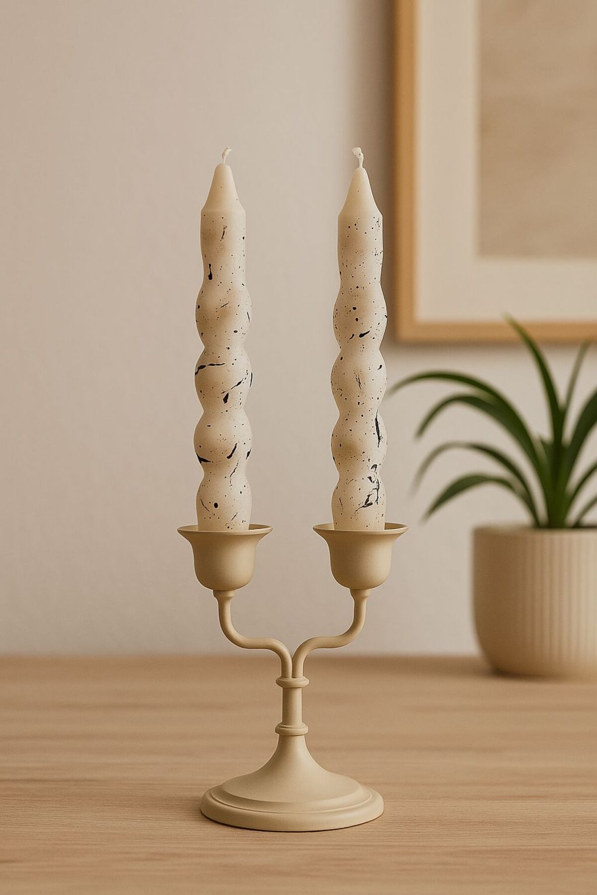 VINTAGE CANDLES Vintage Dekoratif Spiral İkili Şamdan Mum