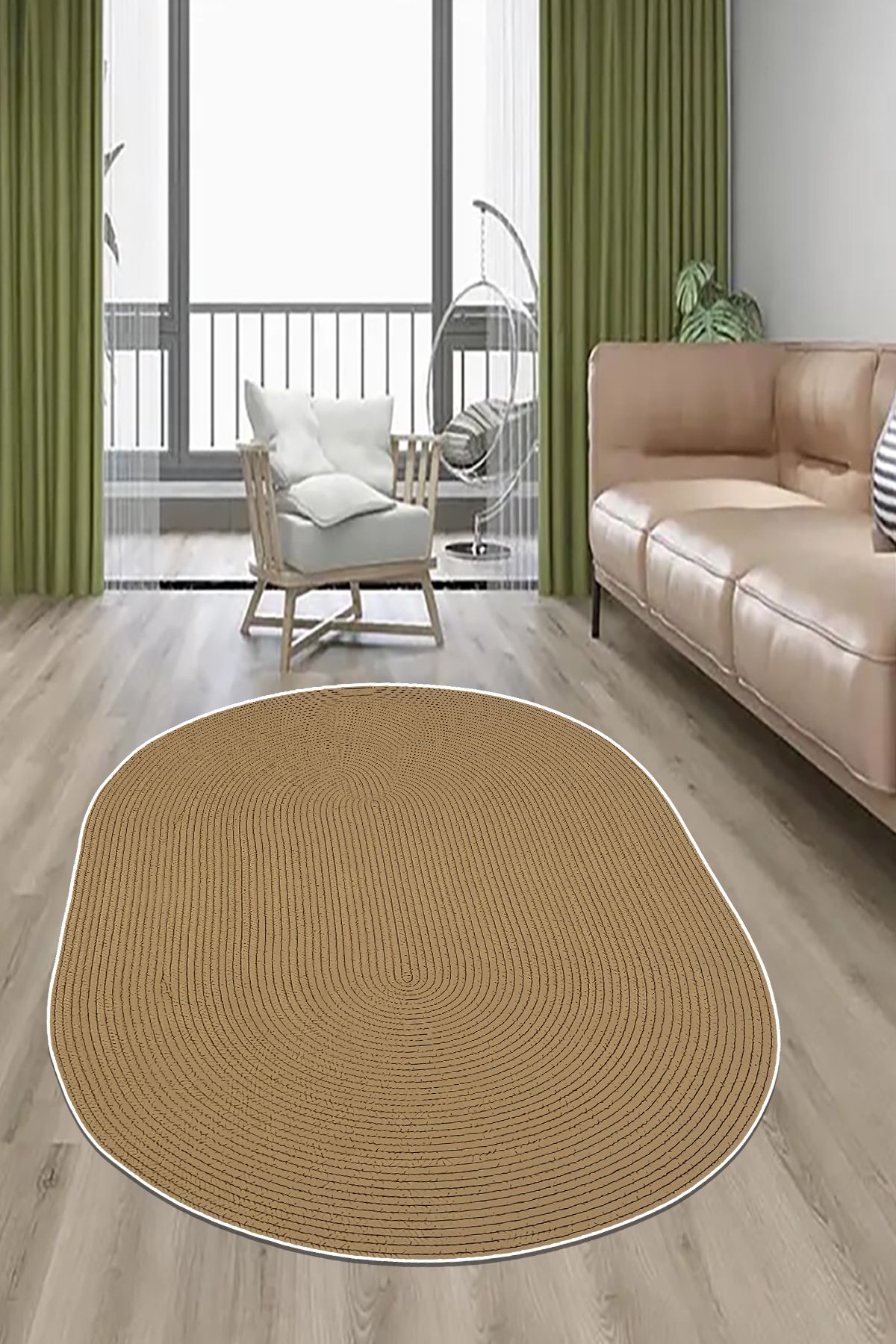 CENTER AVM Altın Sarısı Halı Makinede Yıkanabilir Kaymaz Taban Salon Halısı