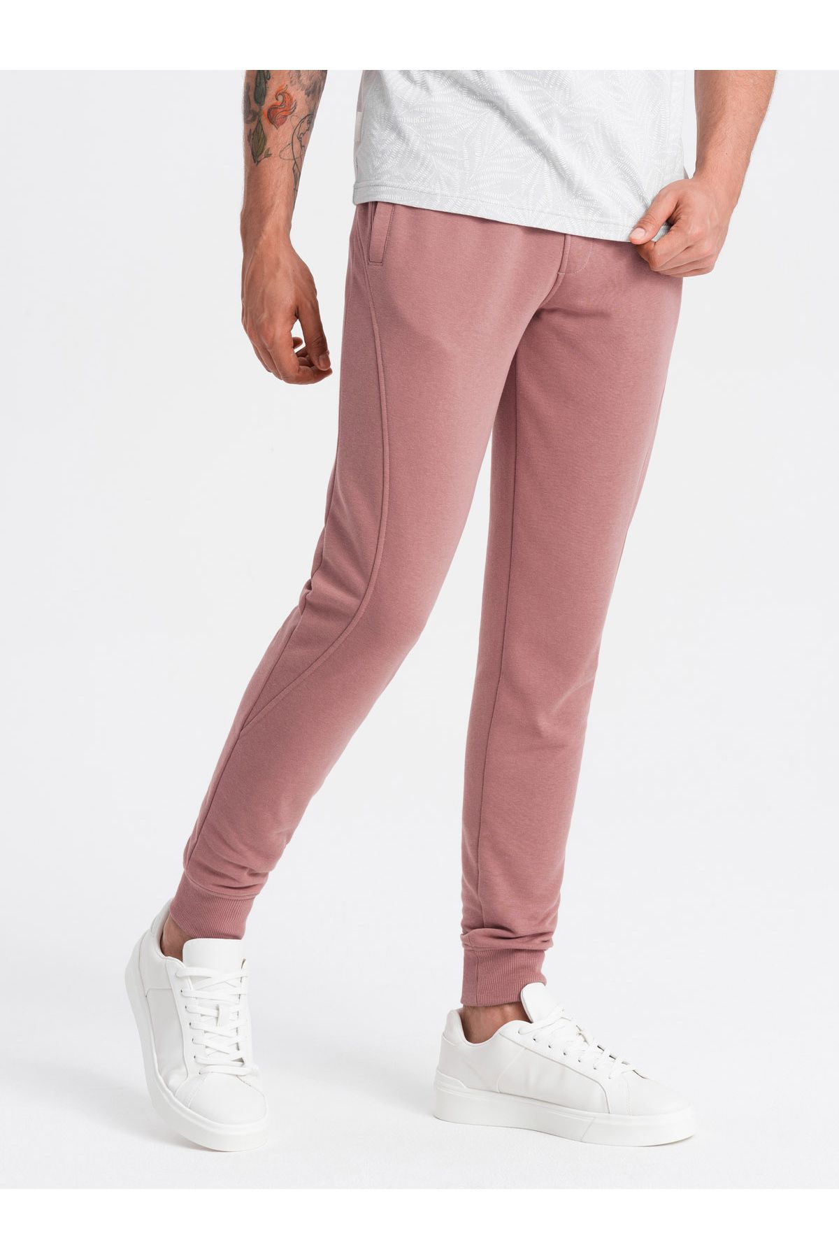 OMBRE-Herren BASIC Baumwoll-Jogginghose - Dunkelrosa V4 OM-PABS-0174 L 4
