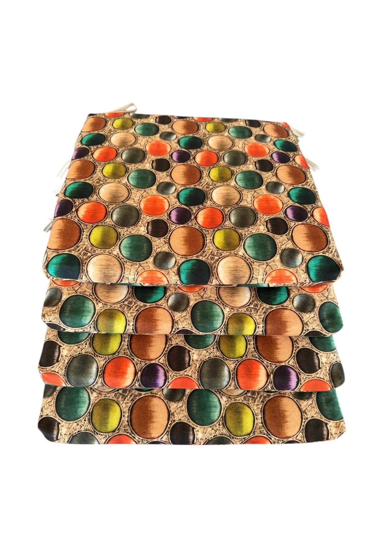Bykutlay Home Collection 4 ADET SÜNGERLİ SANDALYE MİNDERİ