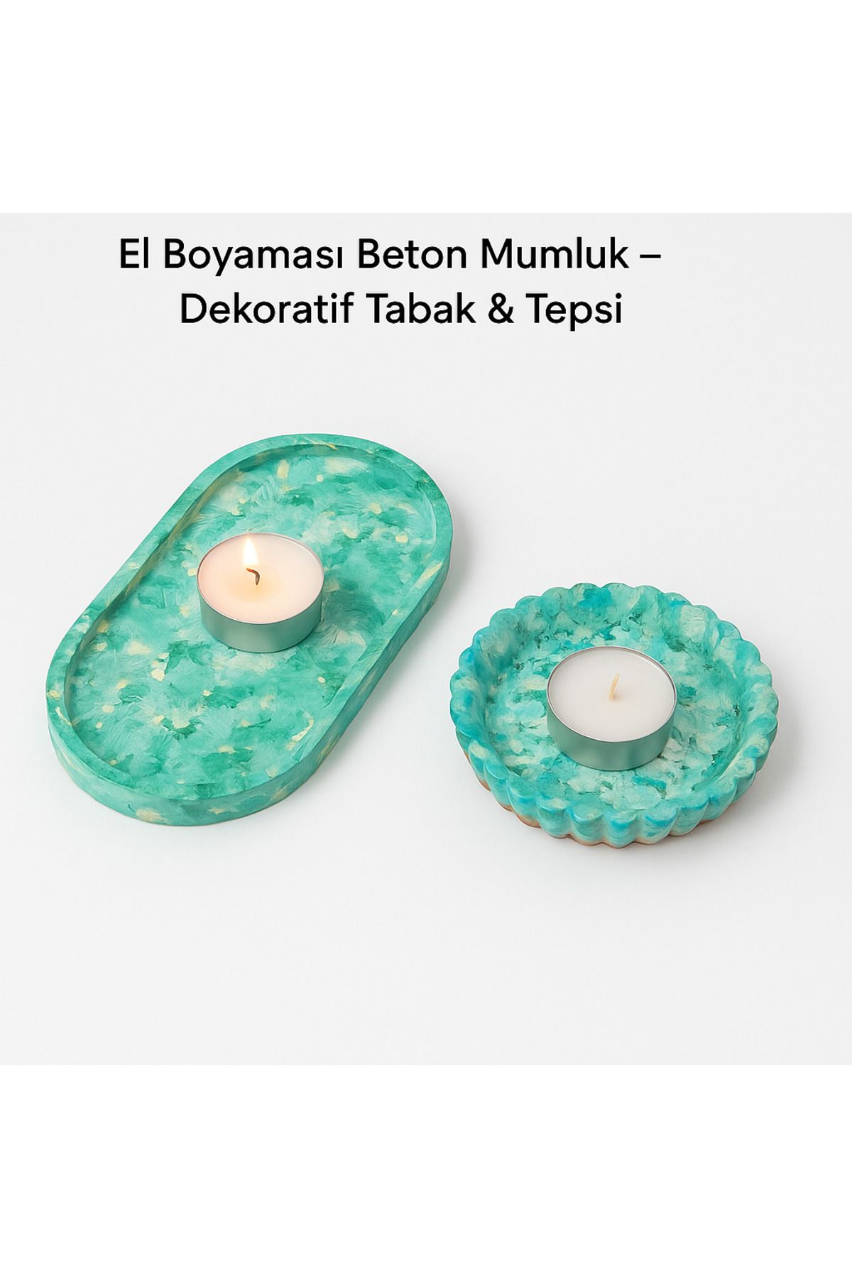 Handmade Dekoratif mumluk tabağı el boyaması