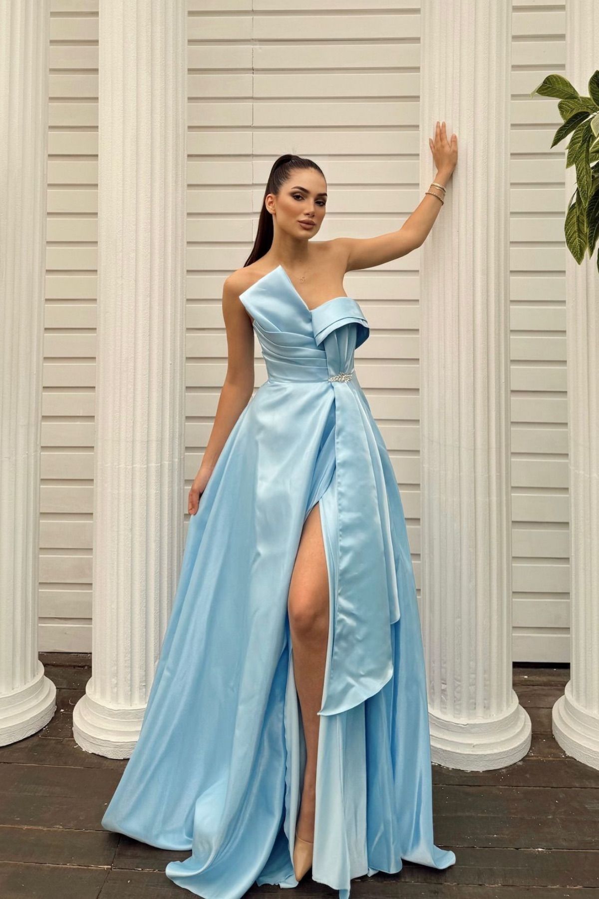 Sindimoda Leila Straplez Taş Detay Abiye 4725