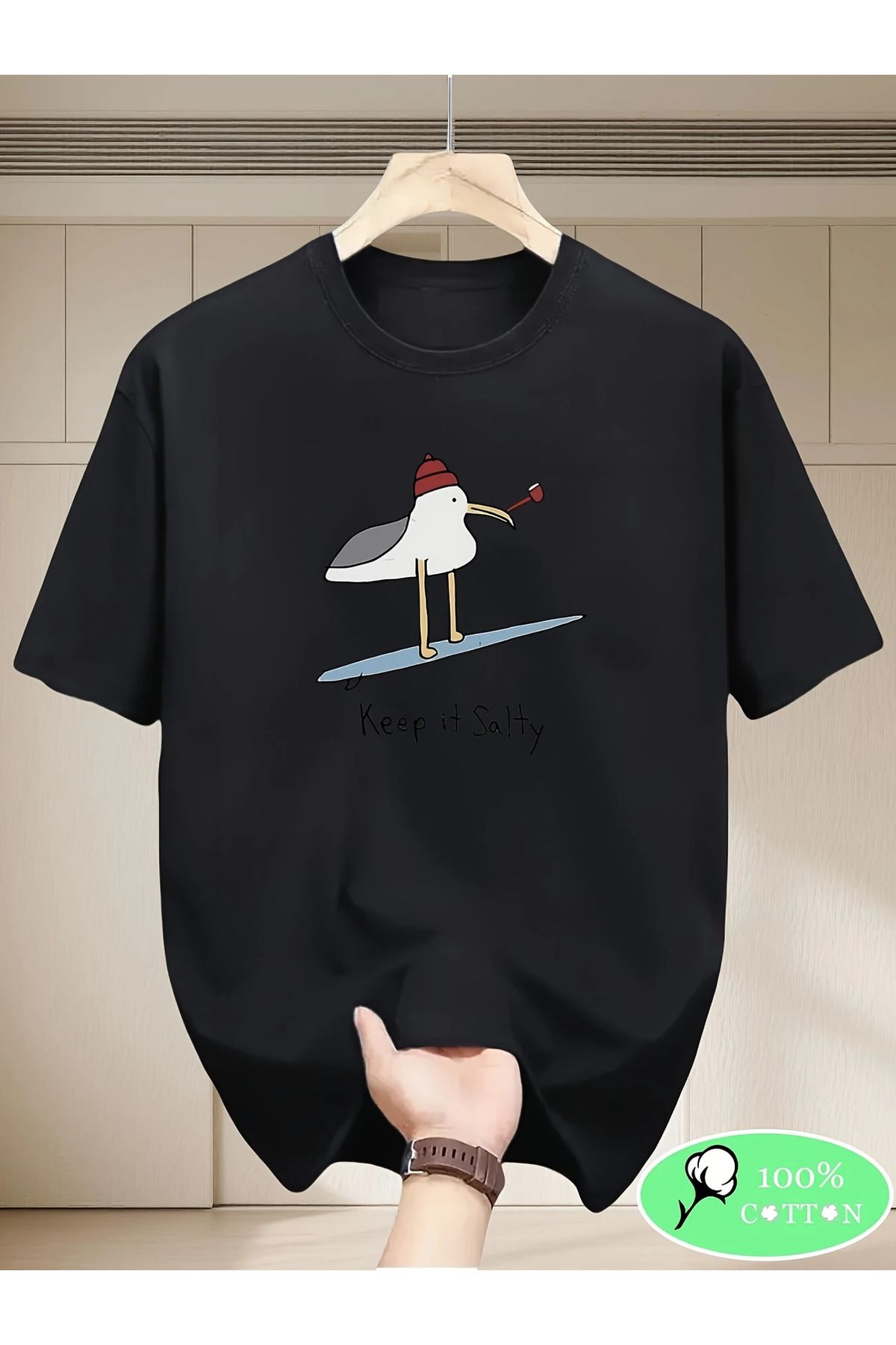 LUNAVISTA Keep It Salty Baskılı Bisiklet Yaka Kısa Kol T-shirt