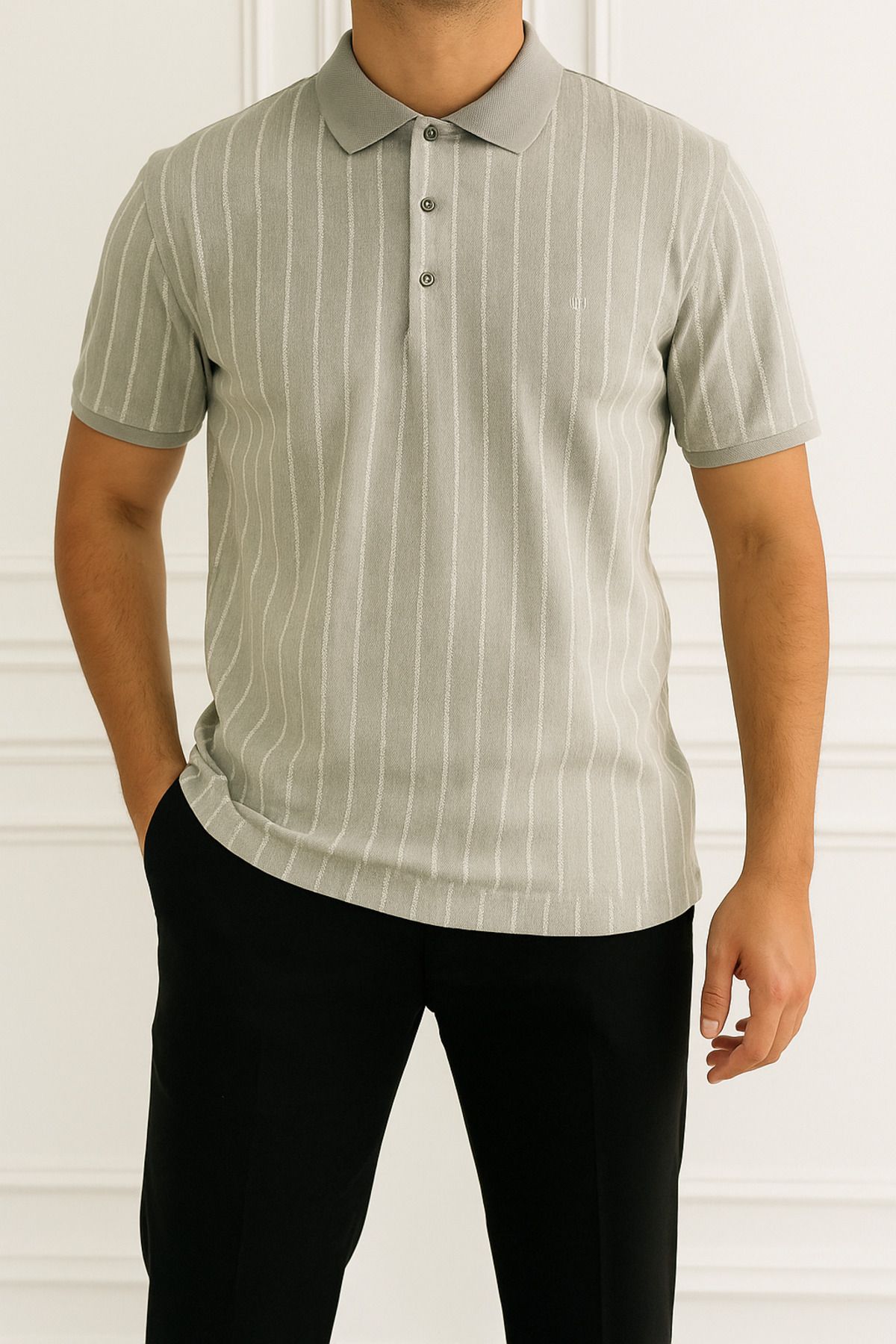 SAVAŞ Çizgili Polo Yaka Erkek T-Shirt