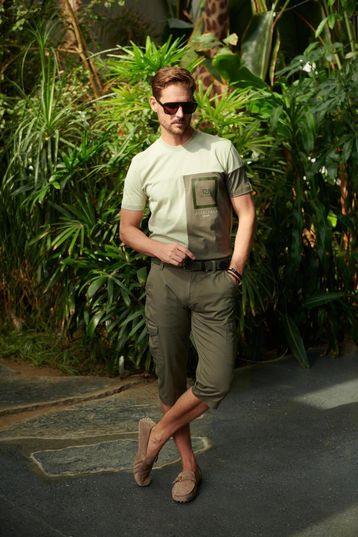 Ncs Jeans Erkek Bisiklet Yaka Olive Slim Fit %100 Pamuk Tişört - NCS JEANS 1301