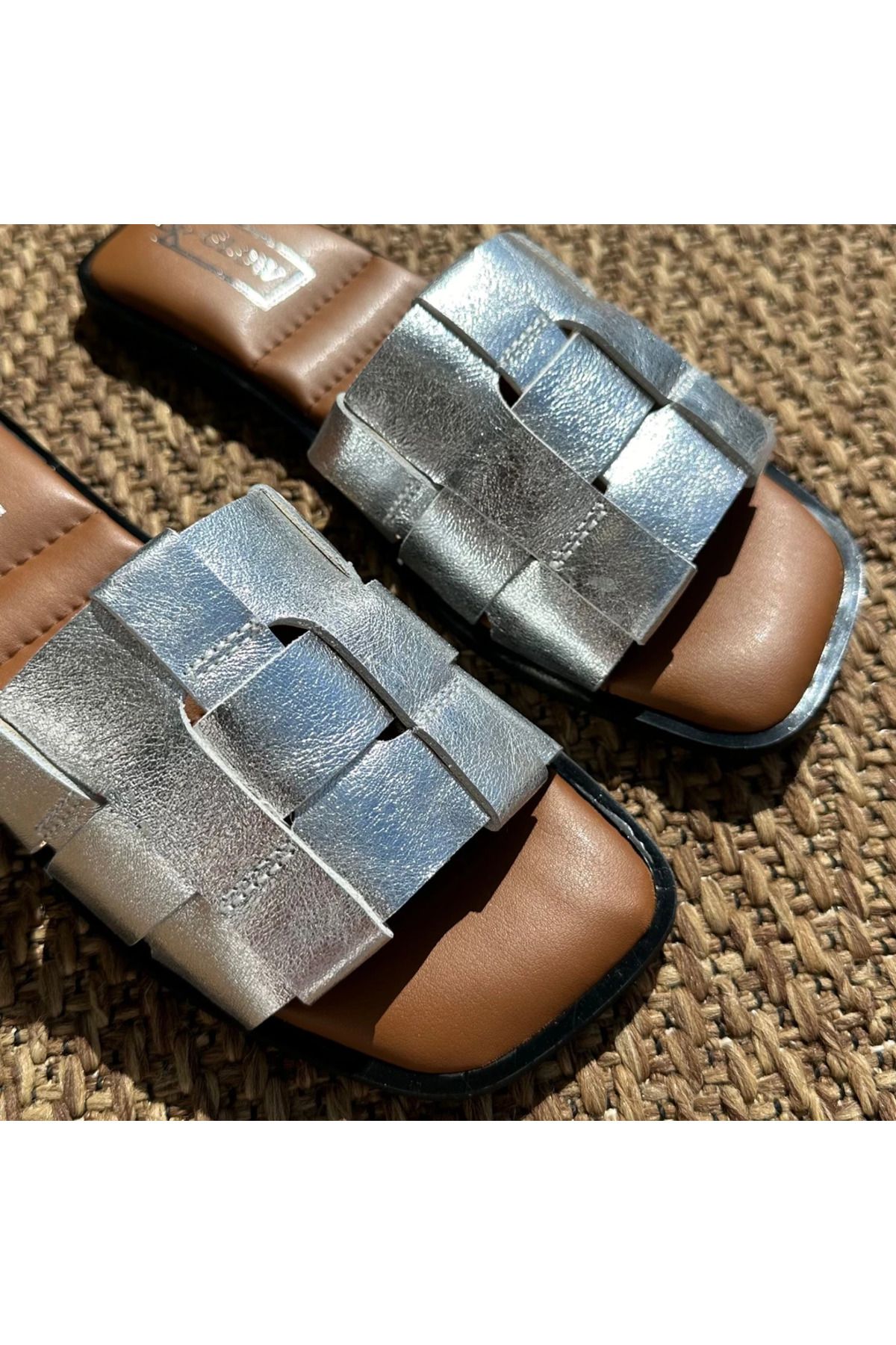 H&K GLOW Hakiki Deri Örgü Model Terlik