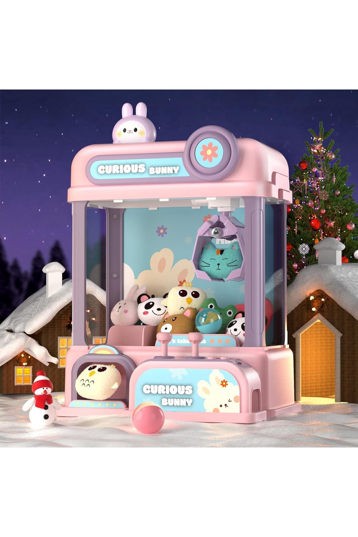 karinabest Mini Claw Machine Doll Capsule ,with 6 Dolls 10 Toys, Grabber Plush, Electronic Sounds and Music