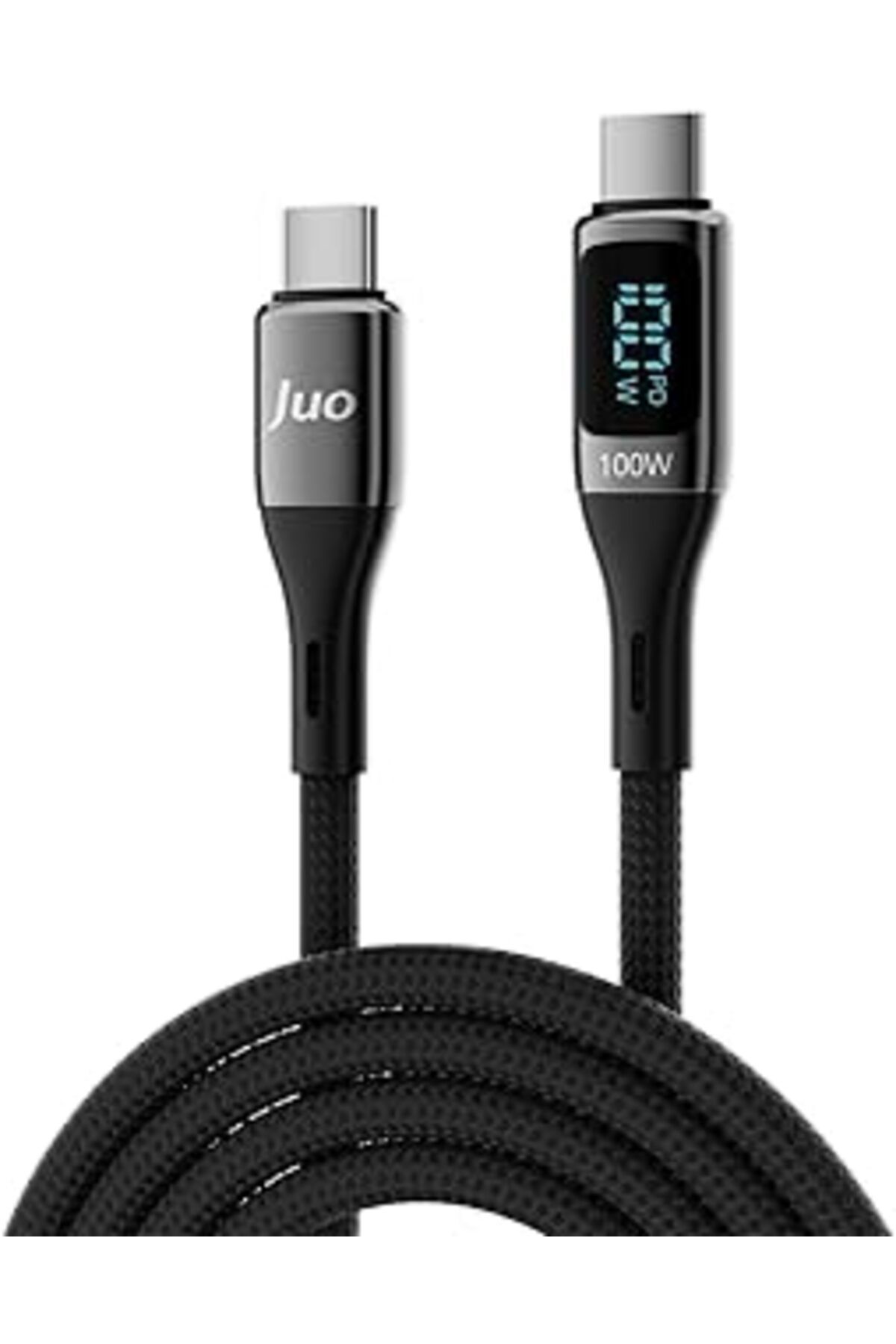 Pazarcan Juo 100W 5A Qc4.0 Dijital Led Ekranlı E-Mark Çipli Usb Pd Type-C Hızlı Şarj Ve Data Kablosu 1 Metre
