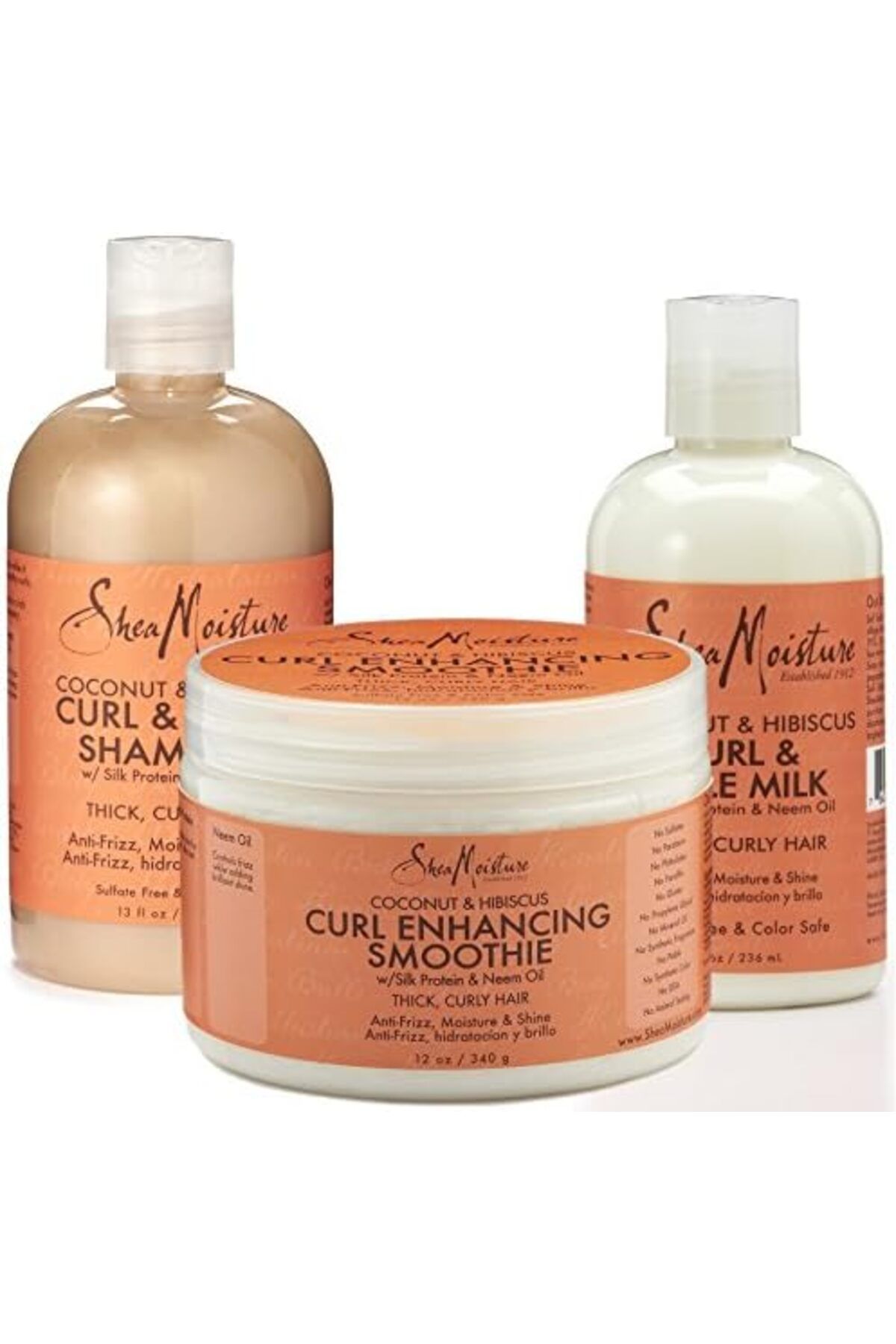 Shea Moisture-Coconut and Hibiscus Combination Pack - Curl Enhancing Smoothie, 12 oz, Curl Style Mil 2
