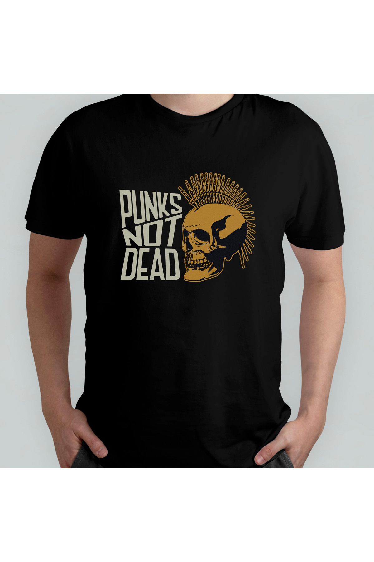 Pixxa Punk's Not Dead Unisex %100 Pamuklu Bisiklet Yaka T-Shirt Model 1