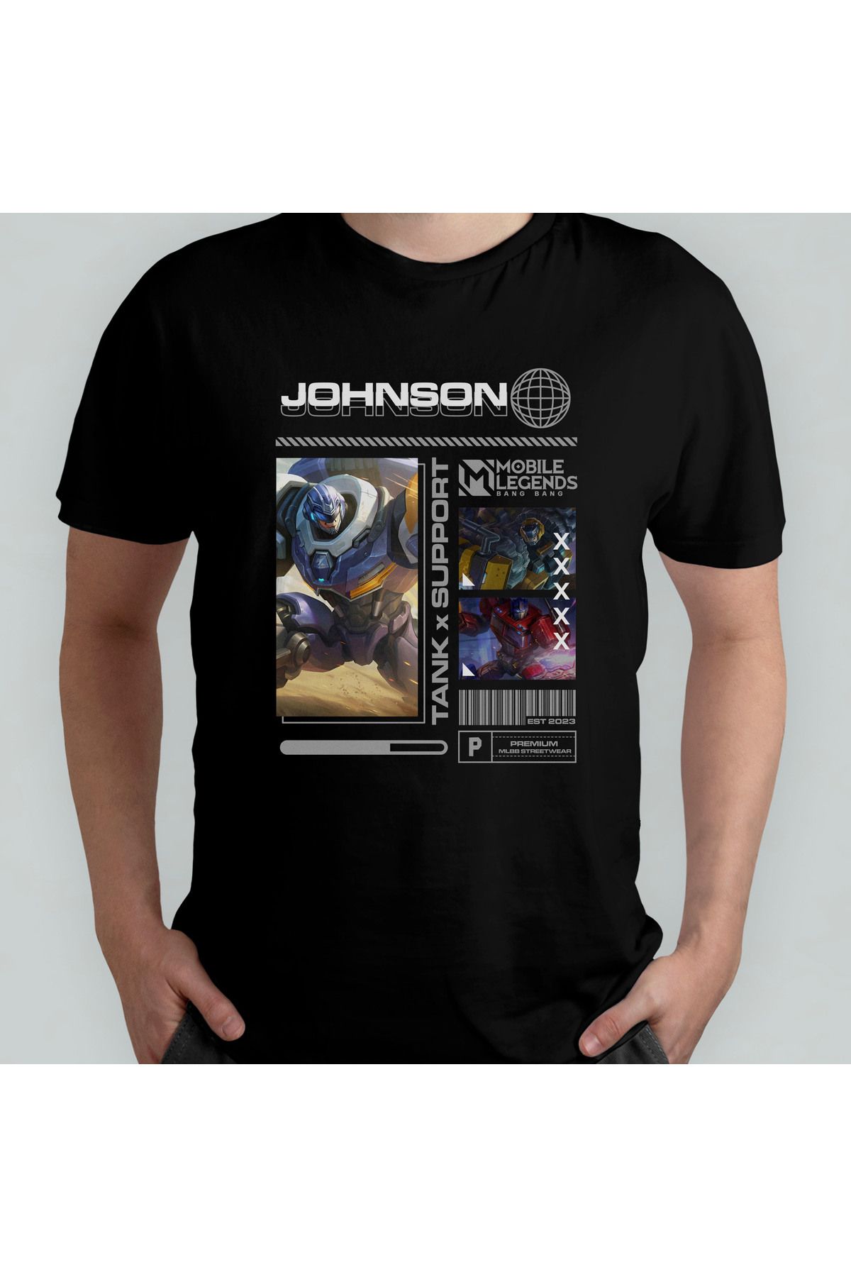 Pixxa Mobile Legends Johnson Unisex %100 Pamuklu Bisiklet Yaka T-Shirt
