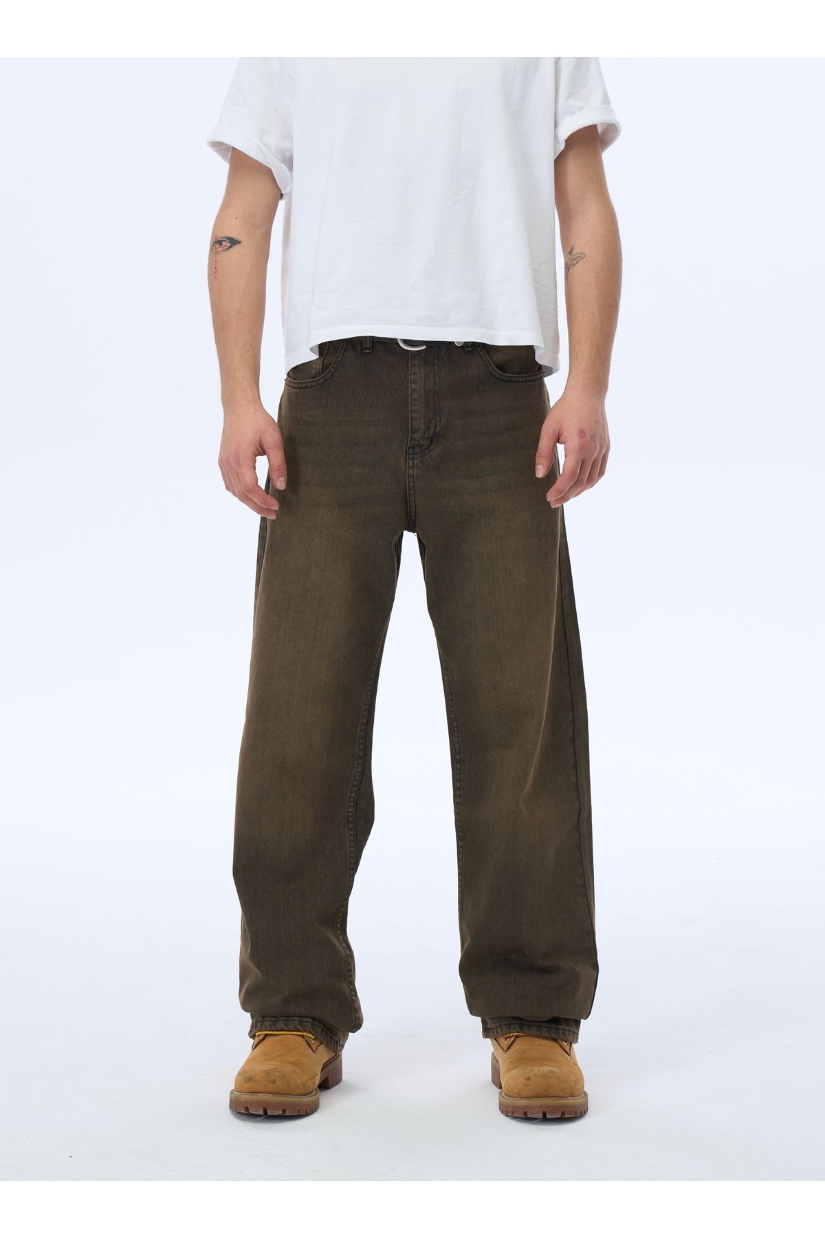 ATE WEAR Alux Basic Kahverengi Baggy Kot Pantolon