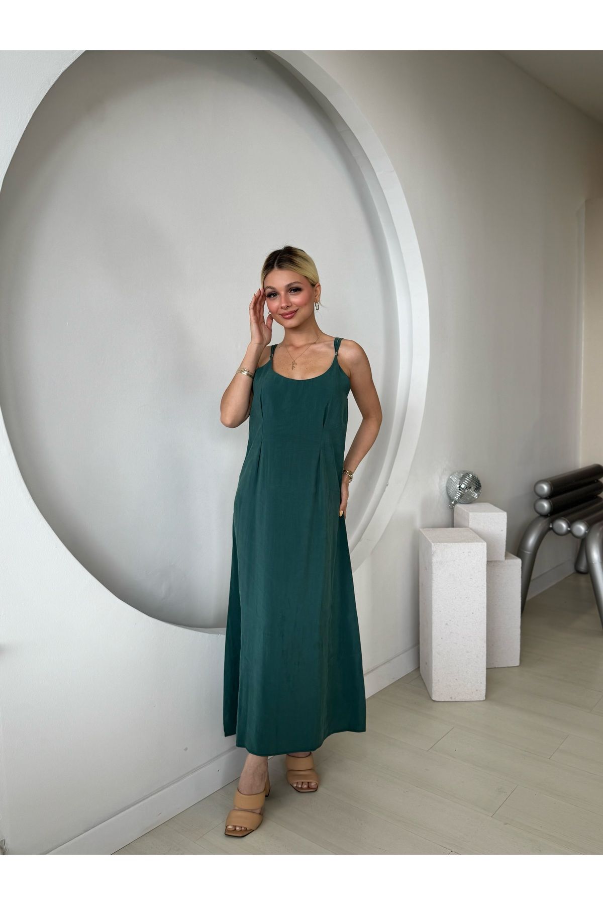 FEHUBLOOM Zümrüt Gömlek Elbise İkili Takım