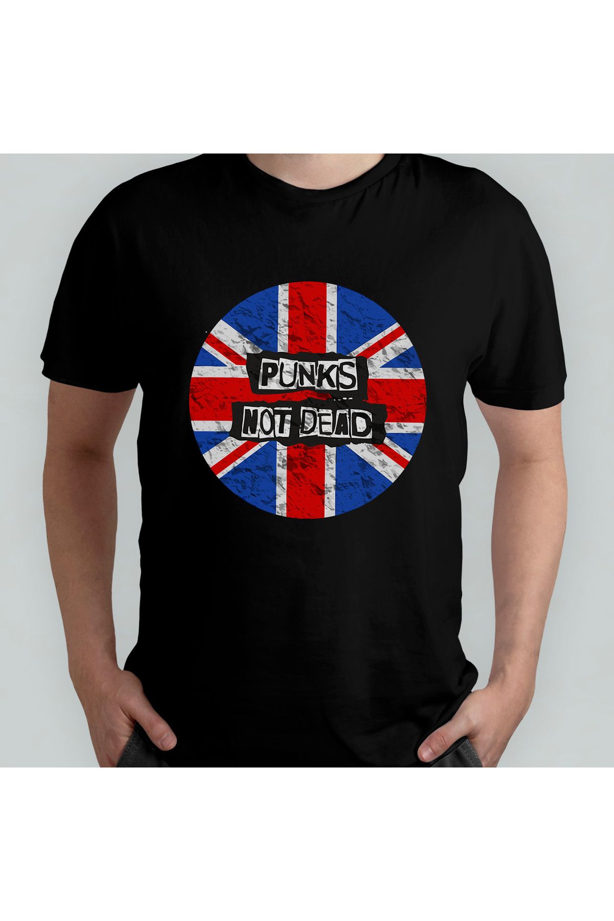 Pixxa Punk's Not Dead Unisex %100 Pamuklu Bisiklet Yaka T-Shirt Model 2