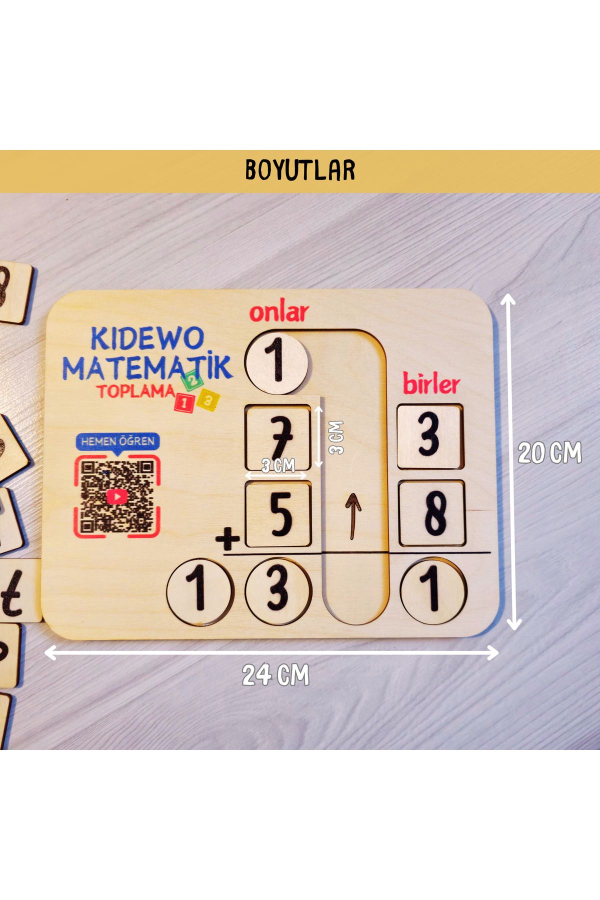 KİDEWO Toplama İşlemi Matematik Tahtası | Montessori Eğitici Oyuncak | Huş Ahşap İlkokul Yaz Tatili