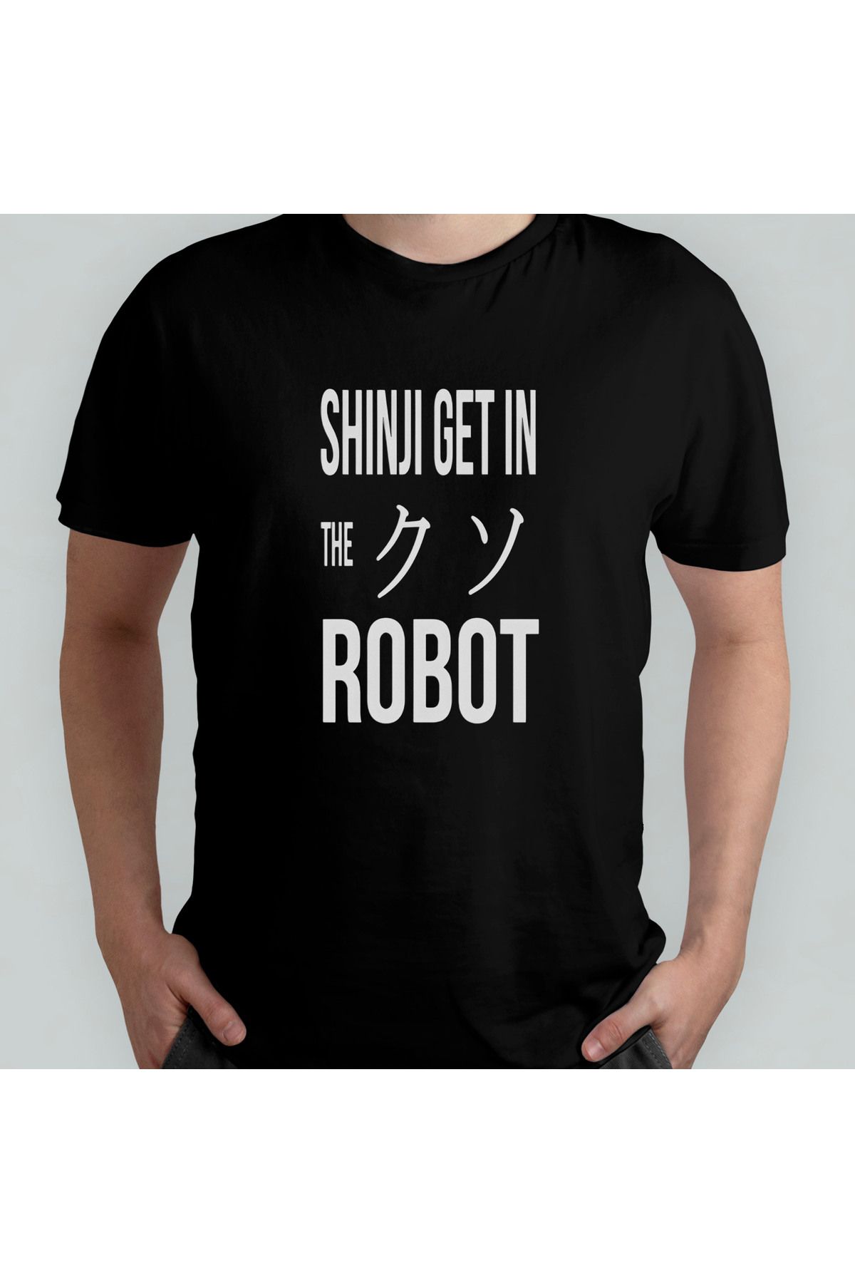 Pixxa Neon Genesis Evangelion Shinji Get in The F Robot Unisex %100 Pamuklu Bisiklet Yaka T-Shirt