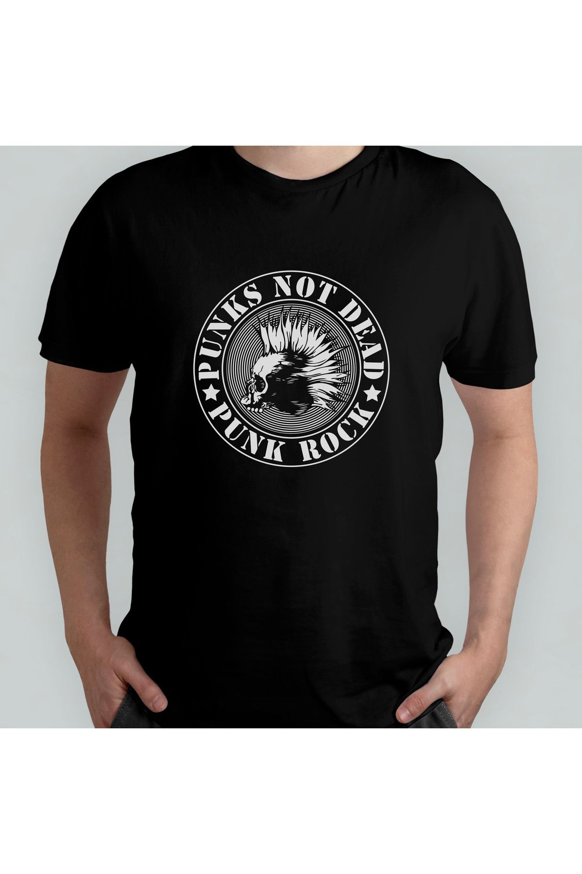 Pixxa Punk's Not Dead Unisex %100 Pamuklu Bisiklet Yaka T-Shirt Model 4