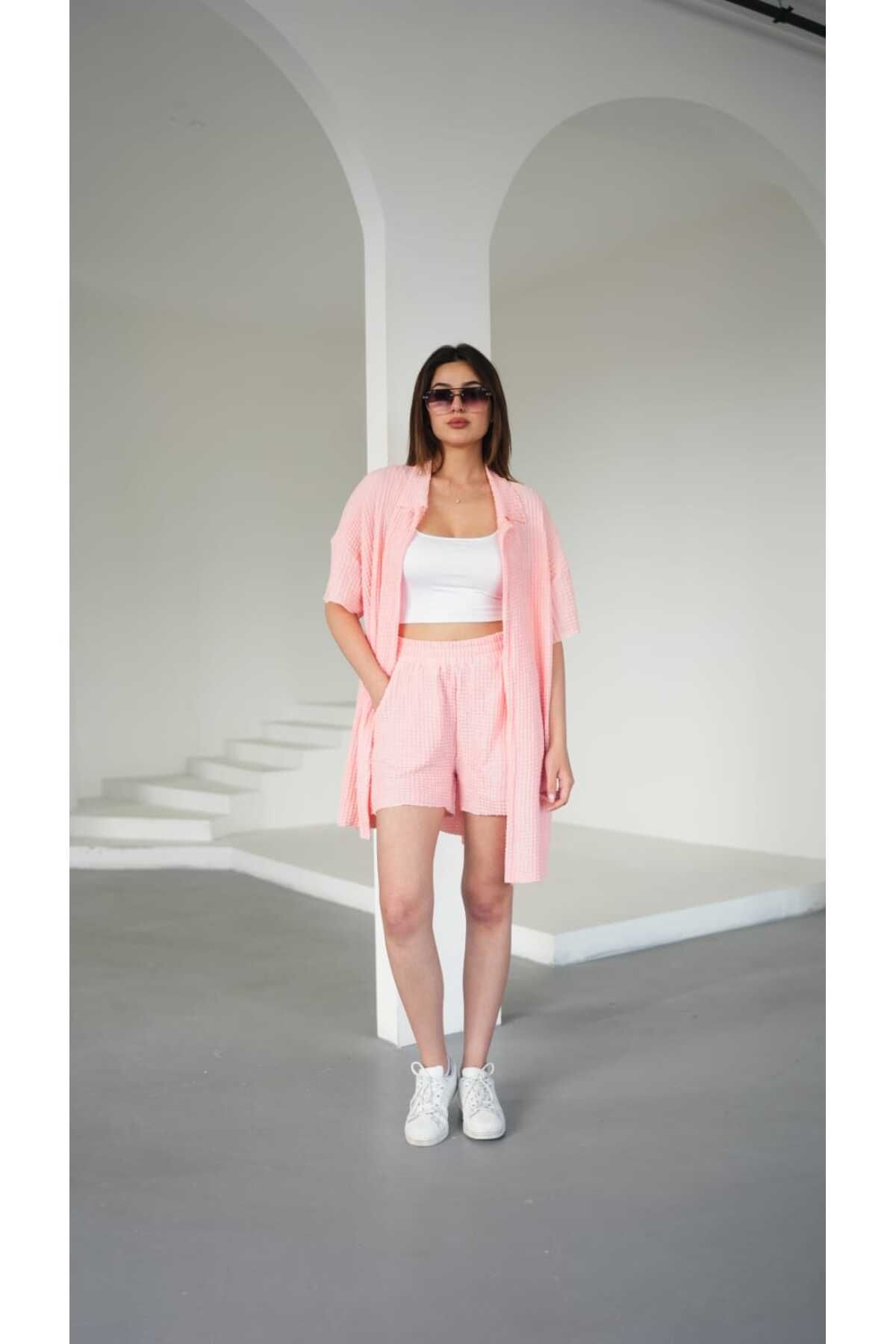 moda paketi KADIN ŞORTLU KİMONO TAKIM