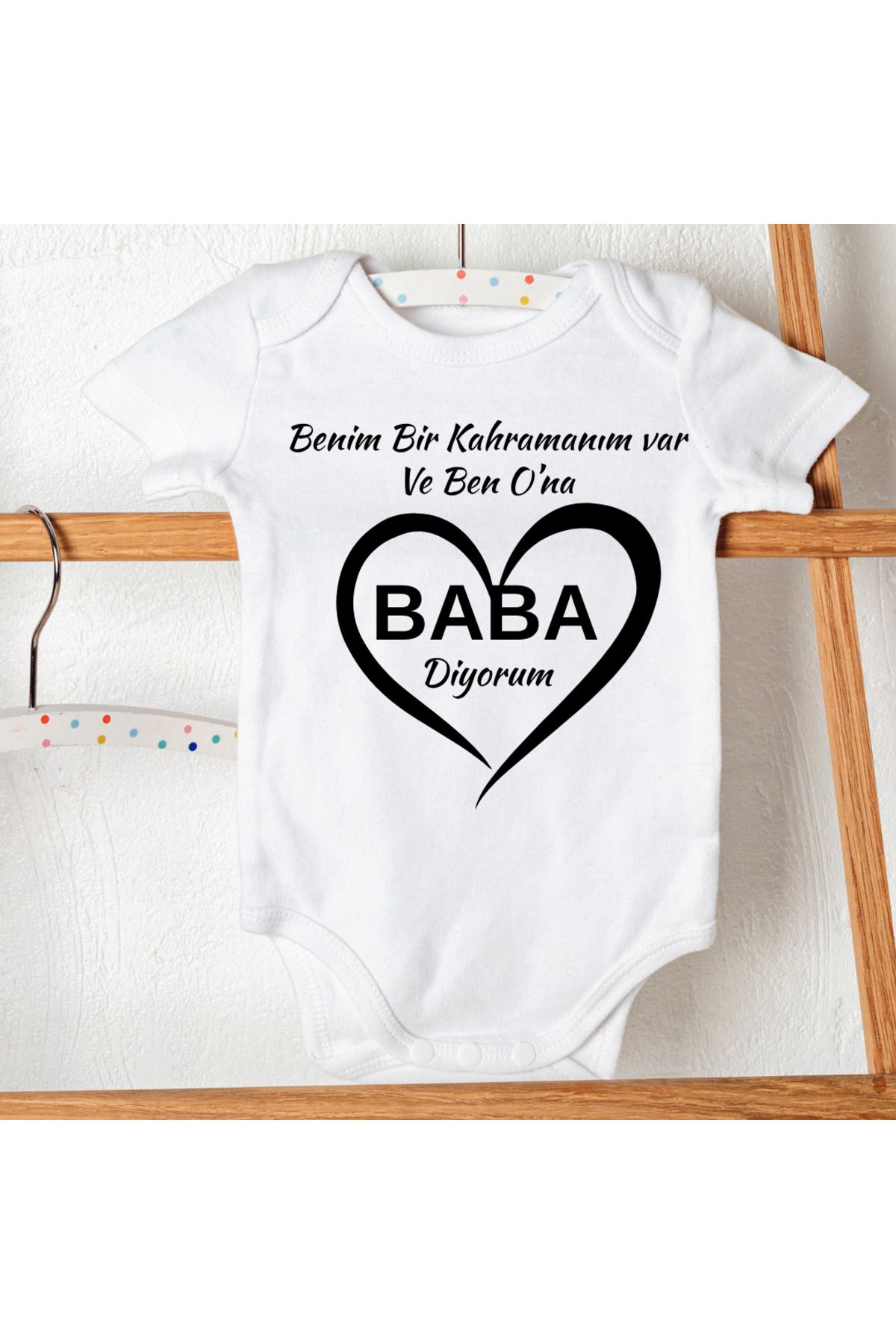 D&Y GAUDERY Babalar Gününe Özel Unisex Bebek Baba Baskılı %100 Pamuklu Çıtçıtlı Body Zıbın