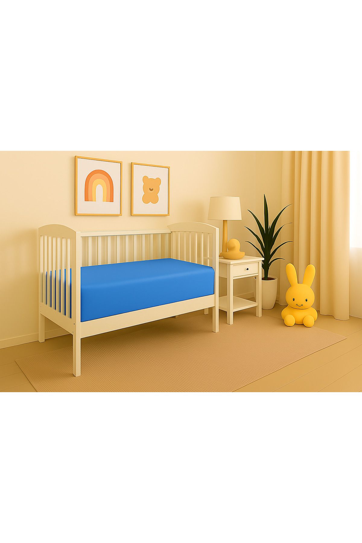 Uğurluel Home | Jersey | %100 Pamuk | Mavi | Bebek Lastikli Çarşaf