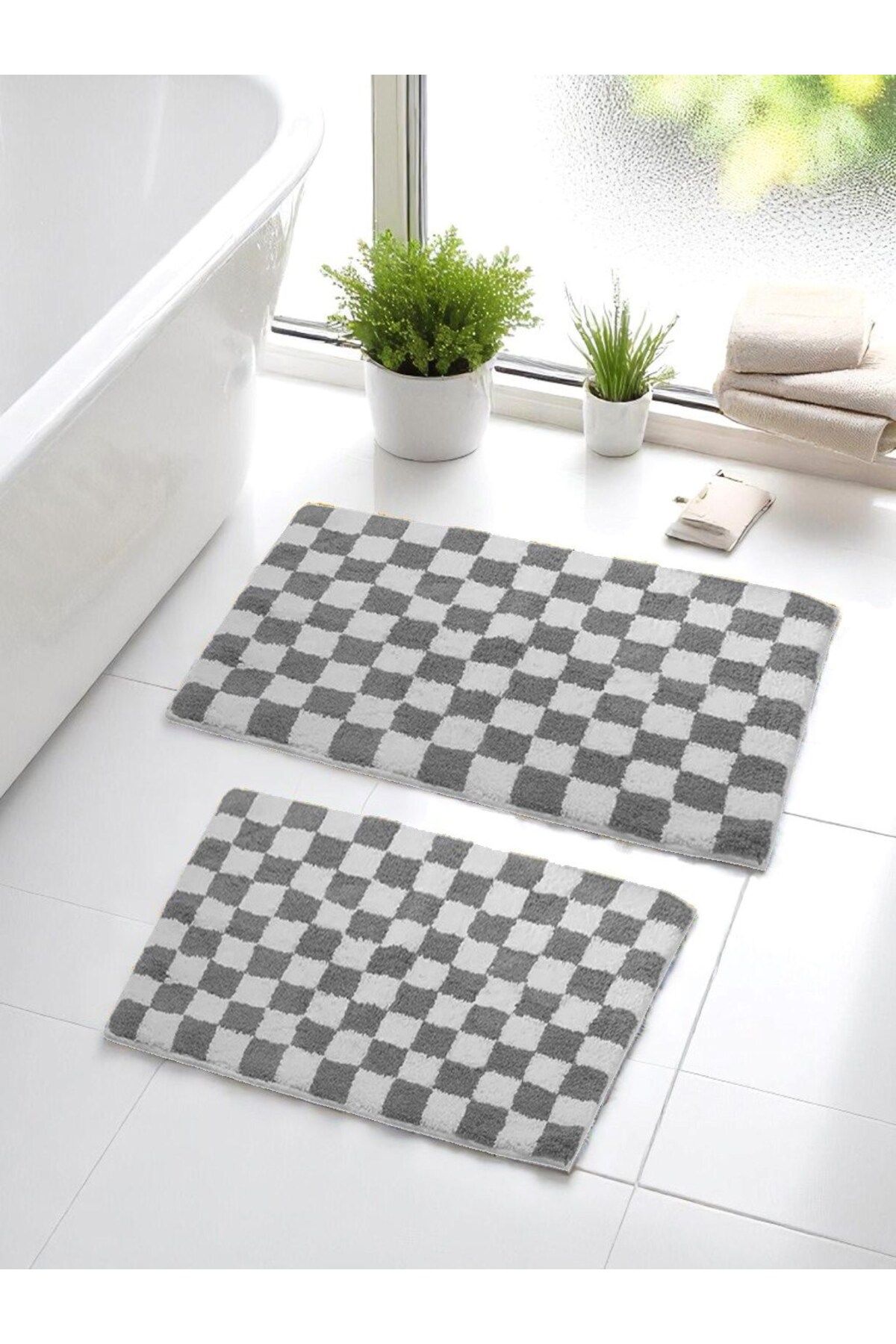 EUROBANO Chess 2'li Banyo Paspası Kaymaz Taban 60x100-60x50