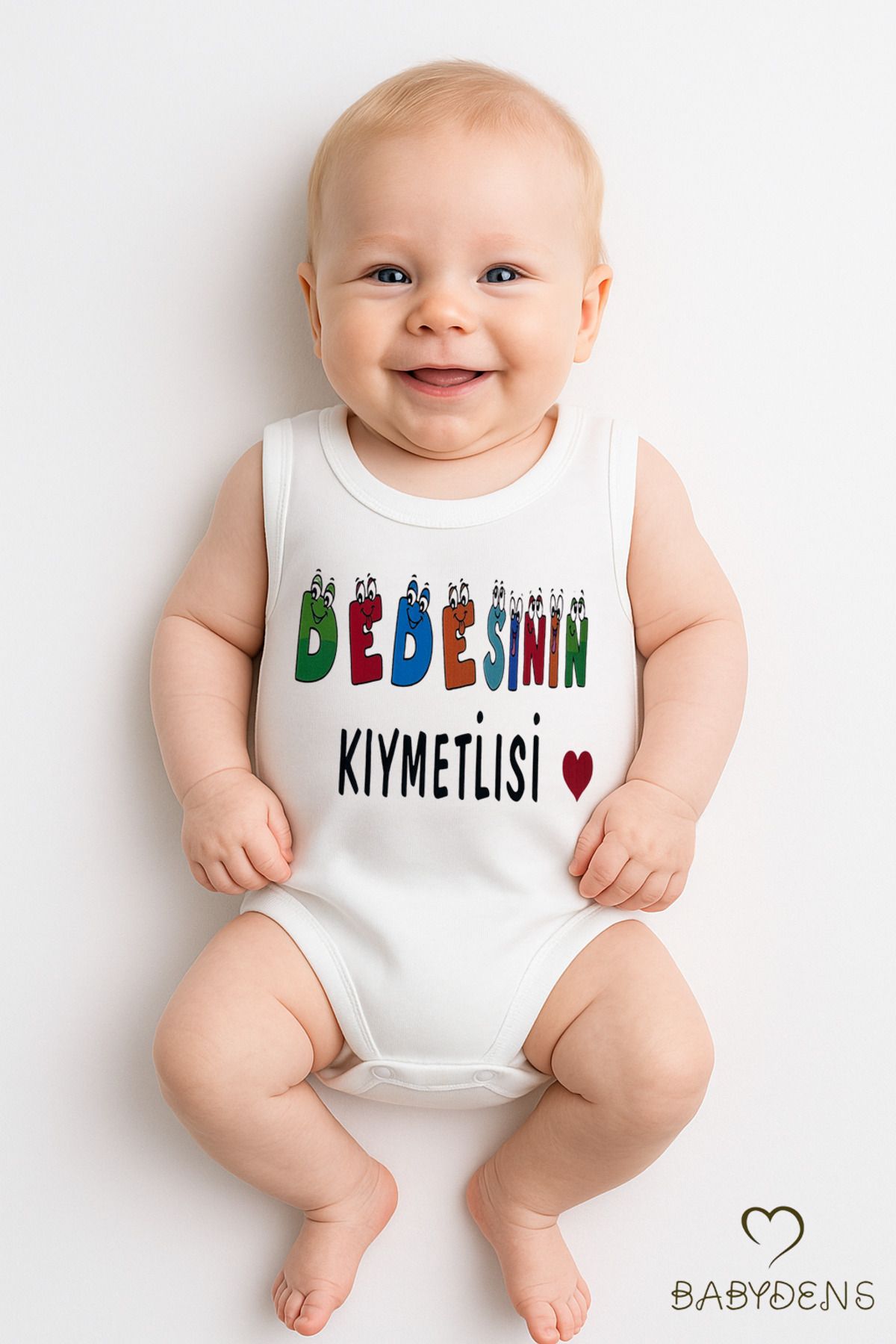 BABYDEN'S “Dedesinin Kıymetlisi” Yazılı Kolsuz Bebek Body – %100 Pamuklu Yazlık Çıtçıtlı Zıbın Tulum 0-3-24 Ay