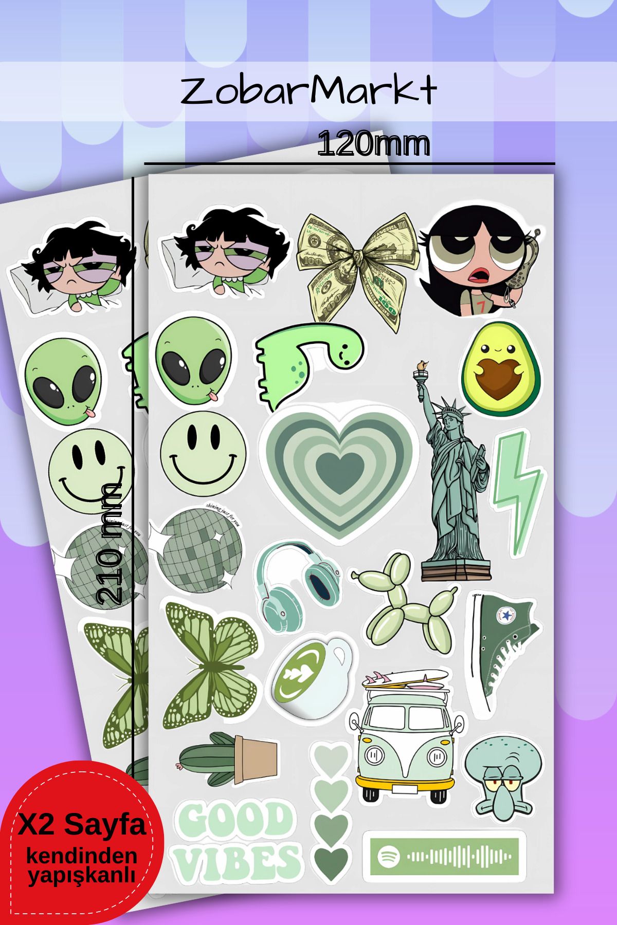 ZobarMarkt ONLINE MARKETING Green Mood Sticker Set (bullet journal- ajanda - laptop)