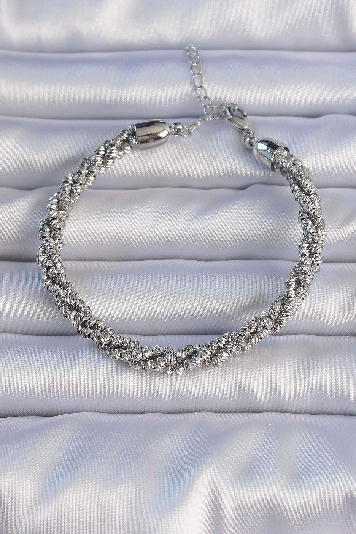 OurStyles Pirinç Gümüş Renk Sarmal Model Bileklik - TJ-BB6296