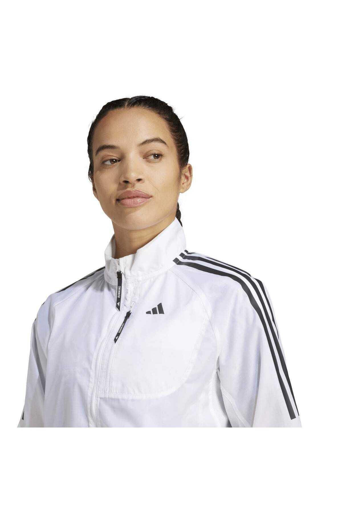 adidas-Jachetă albă cu guler stand Own The Run pentru femei 3