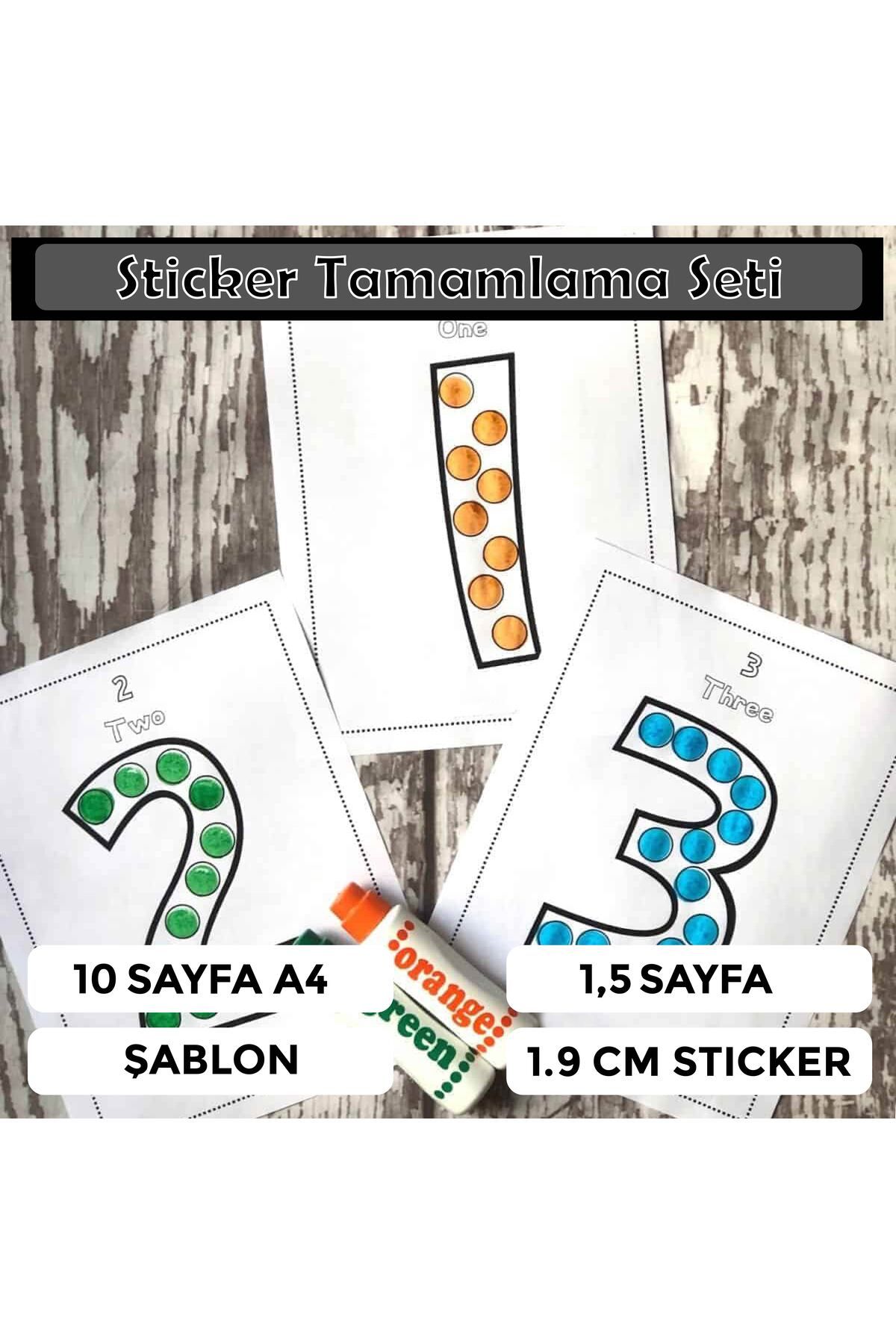 cakaybu Rakamlar Sticker Tamamlama Seti – 11,5 Sayfa Rakam Şablonu + 180 Adet Renkli Sticker!