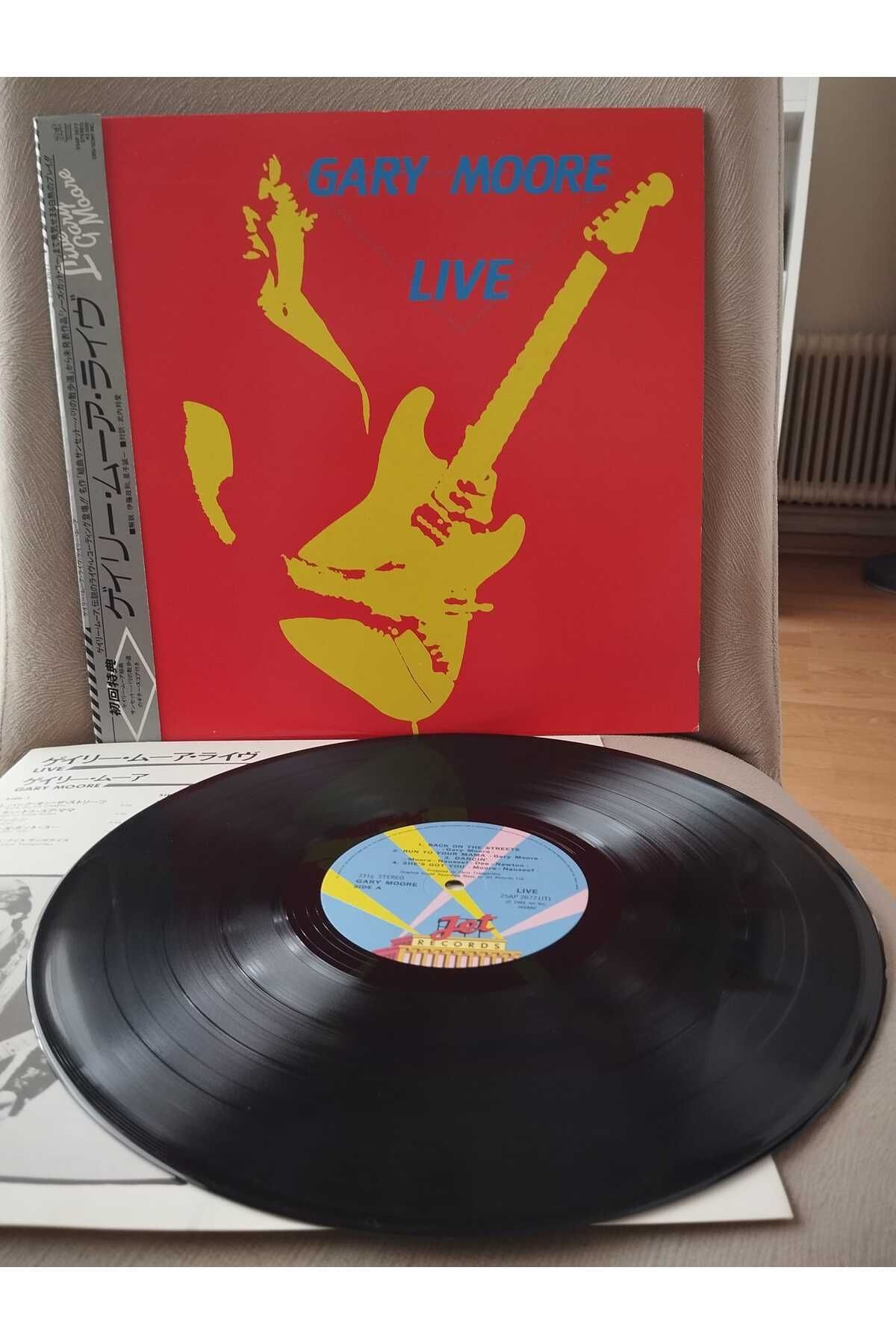 Plakperest Gary Moore ‎– Live - 1983 Japonya Basım LP Plak- Obi’li (Promo)-2.El